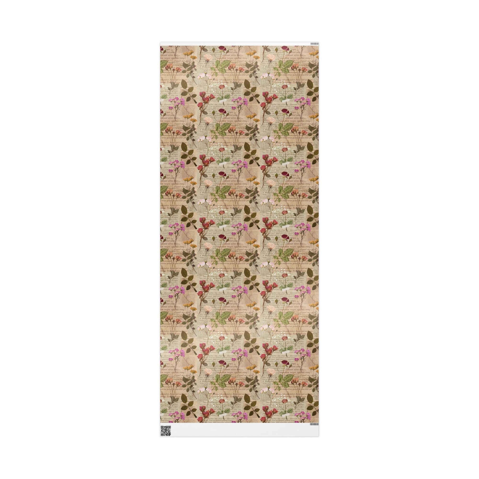 Pressed Flowers and Pages Wrapping Paper