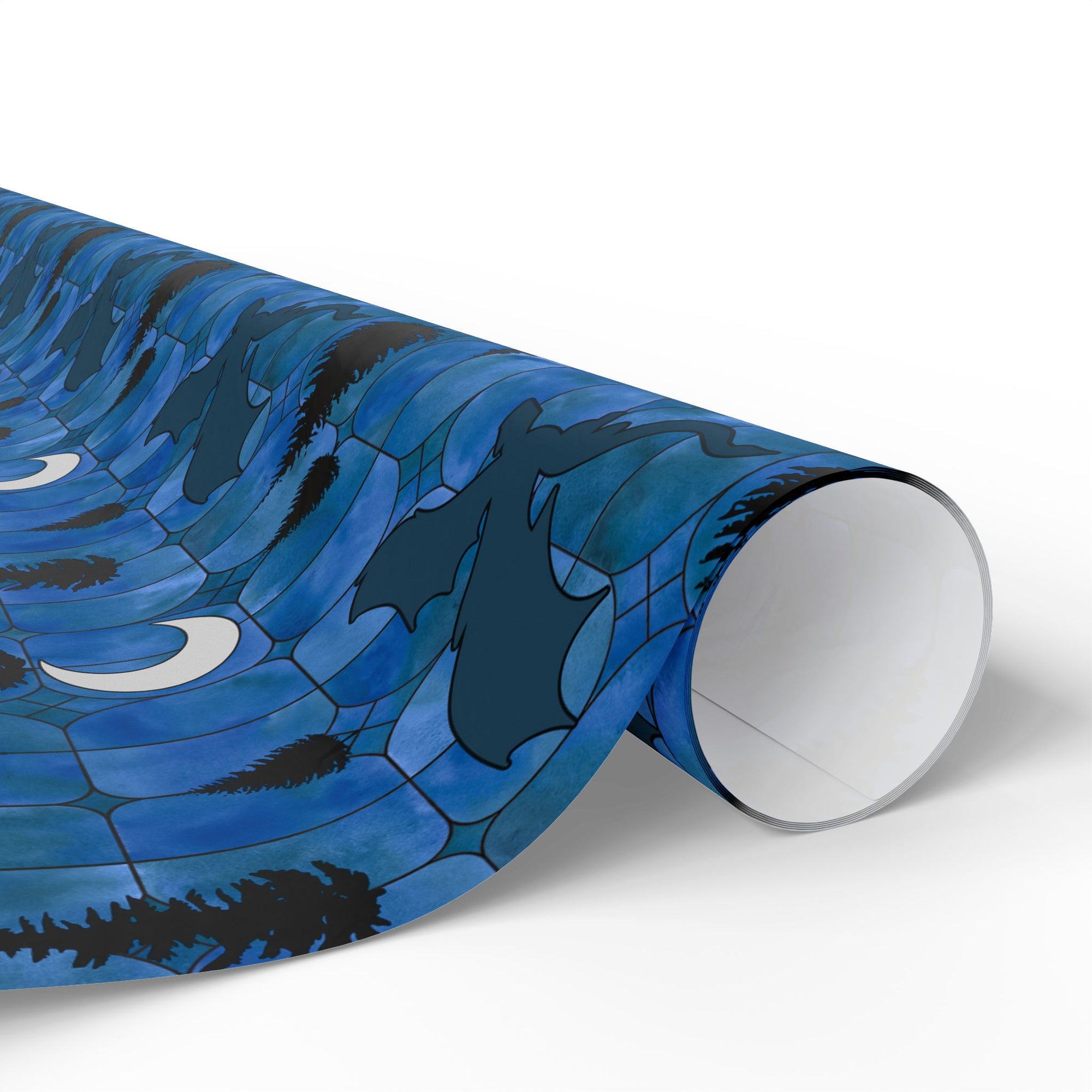 Midnight Dragon Stained Glass Wrapping Paper