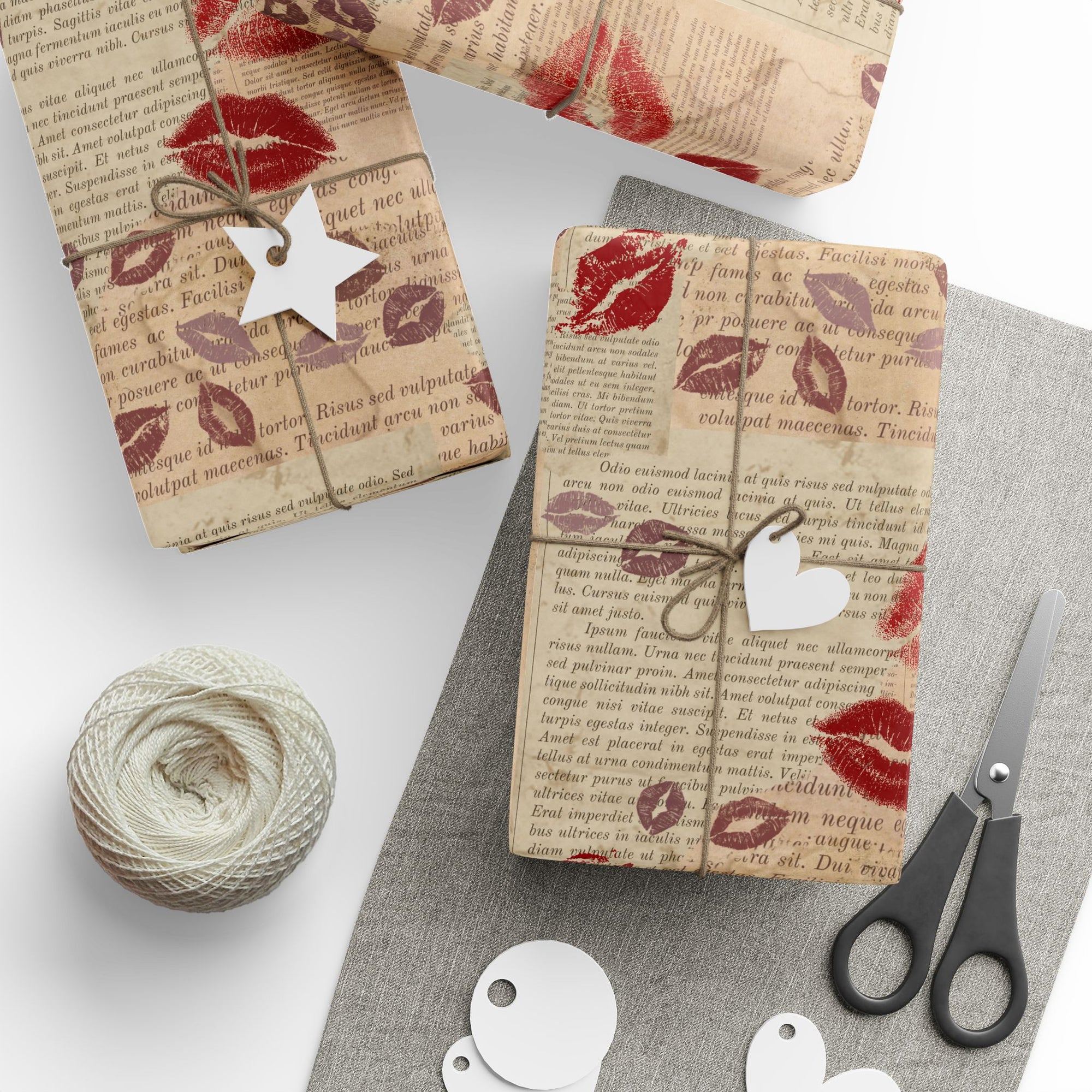 Kisses and Pages Wrapping Paper