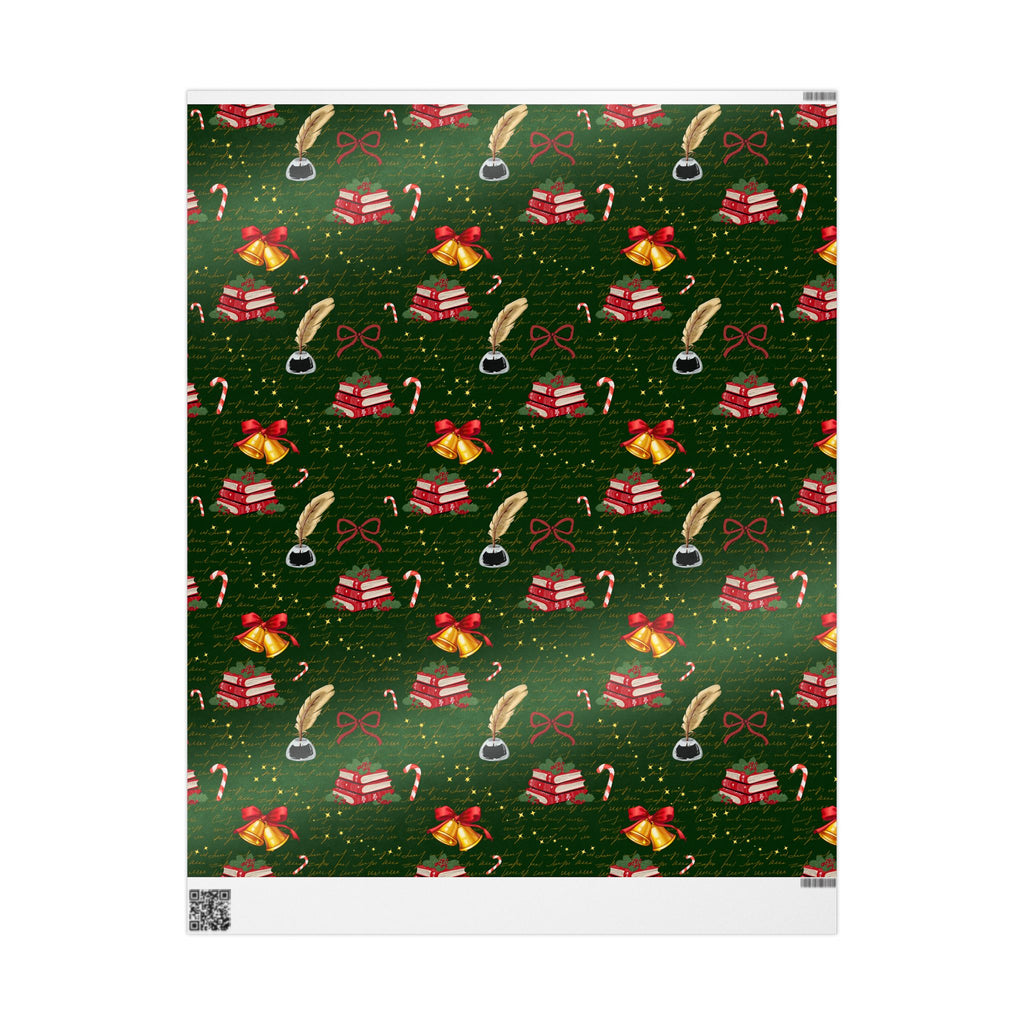 Bells and Books Green Wrapping Paper