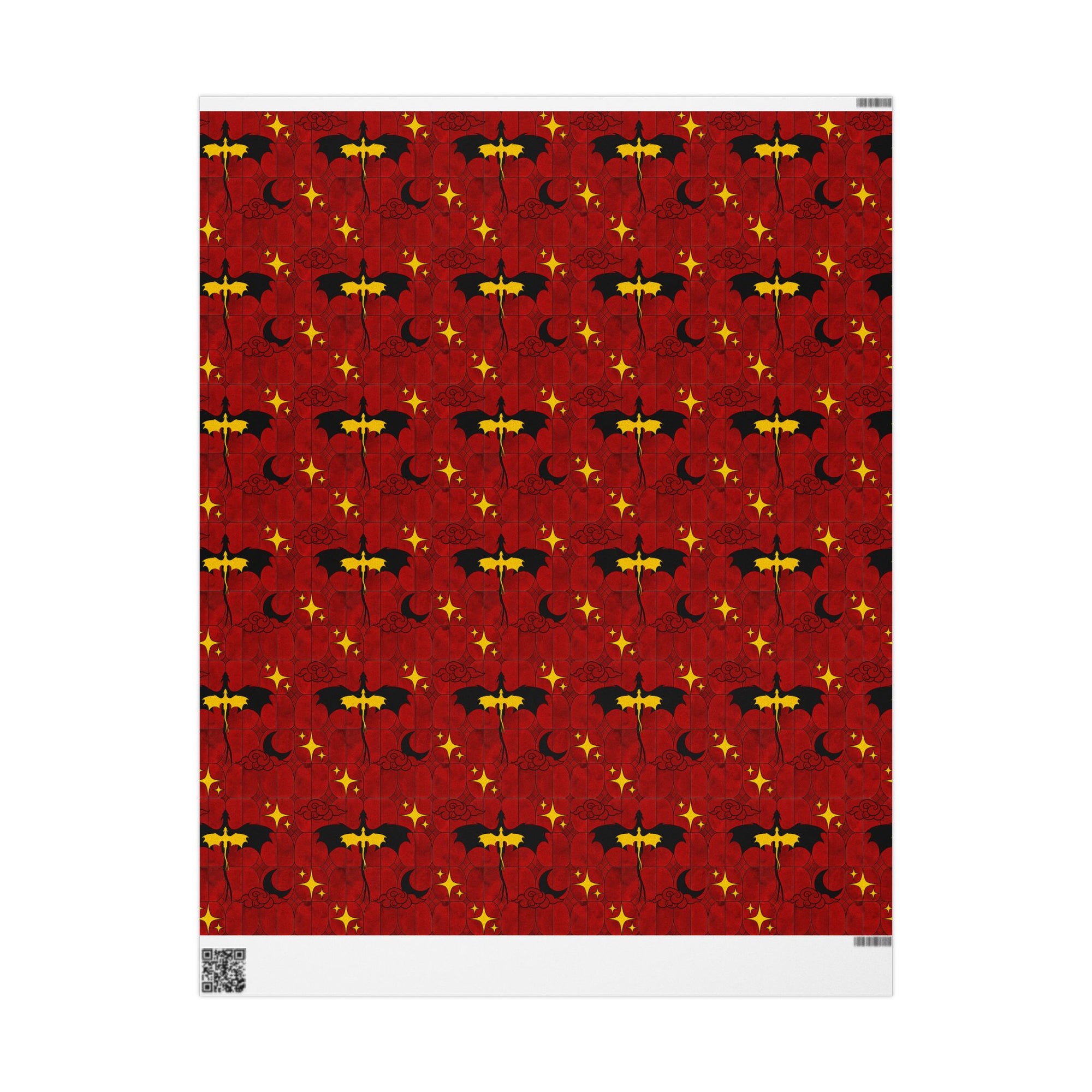 Dragons on Red Stained Glass Wrapping Paper