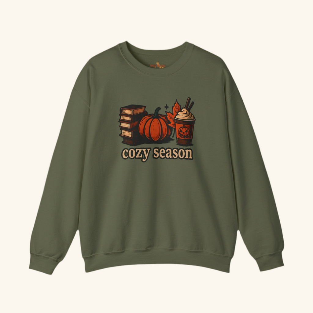Spooky Cozy Season Crewneck Sweatshirt, Military Green