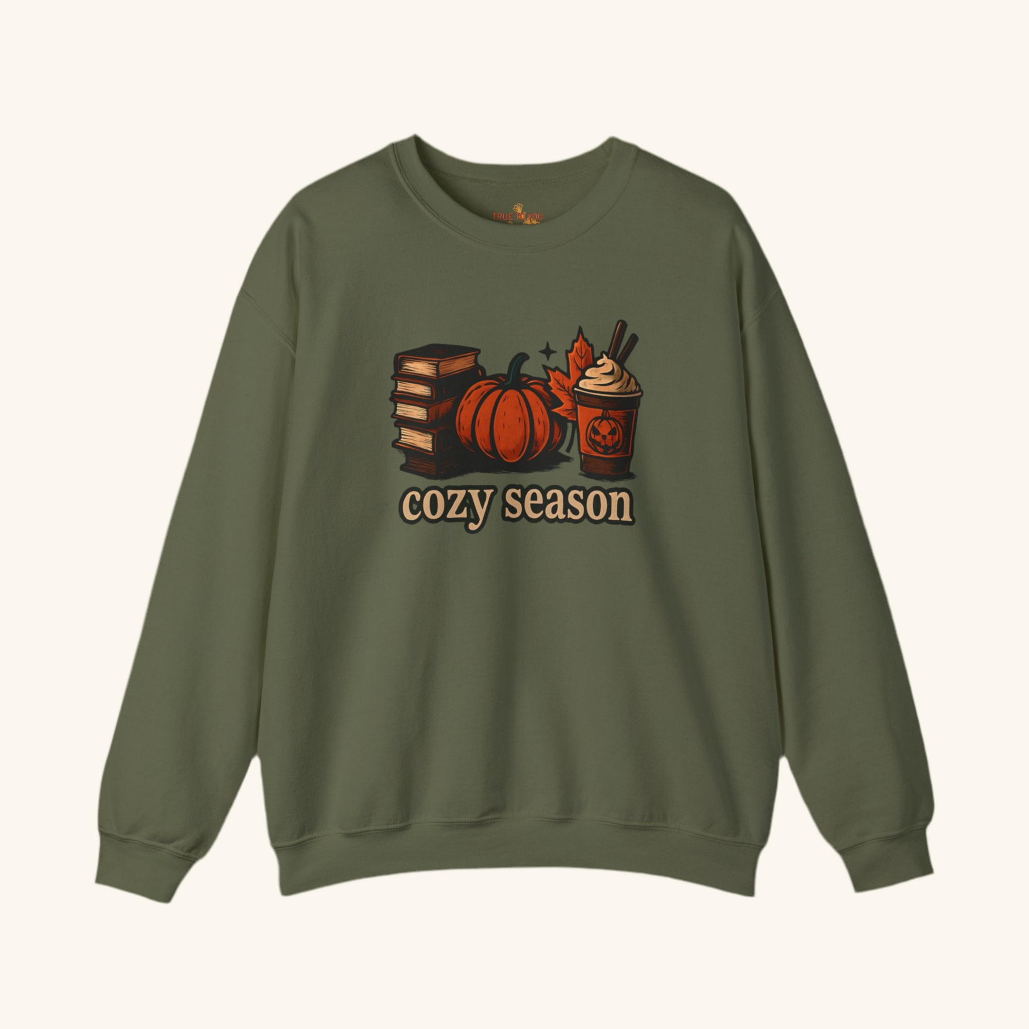Spooky Cozy Season Crewneck Sweatshirt, Military Green