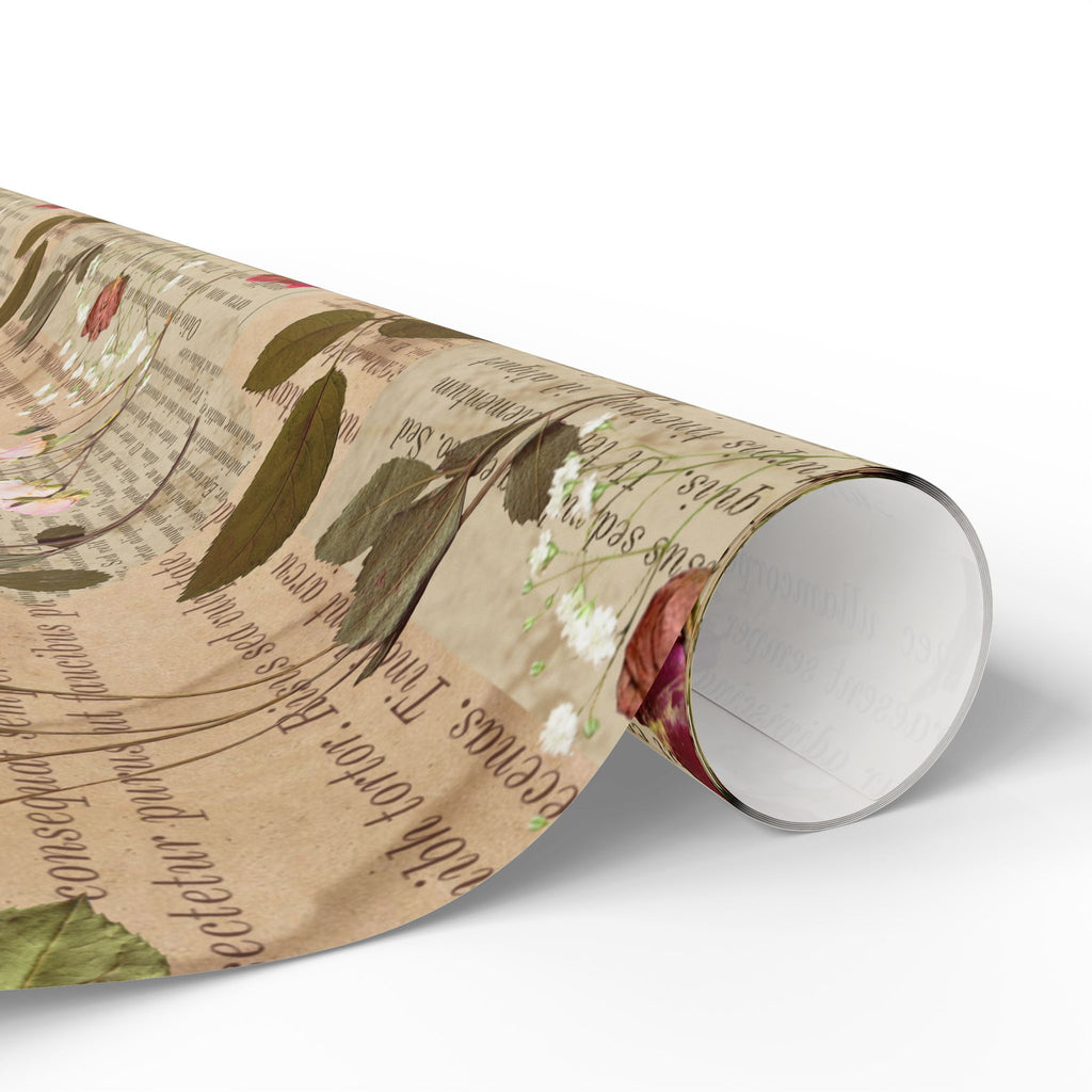 Pressed Flowers and Pages Wrapping Paper