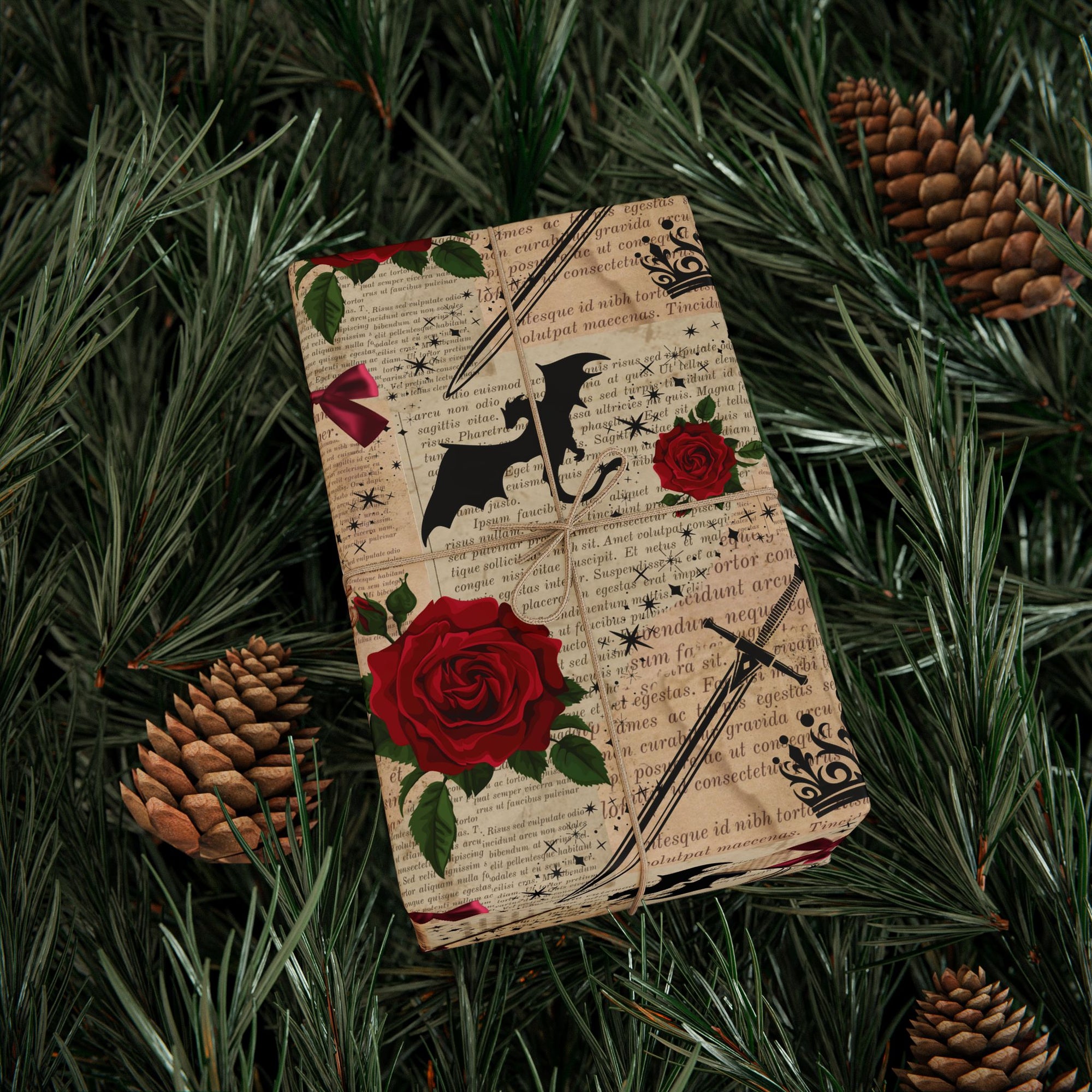 Swords and Roses Wrapping Paper