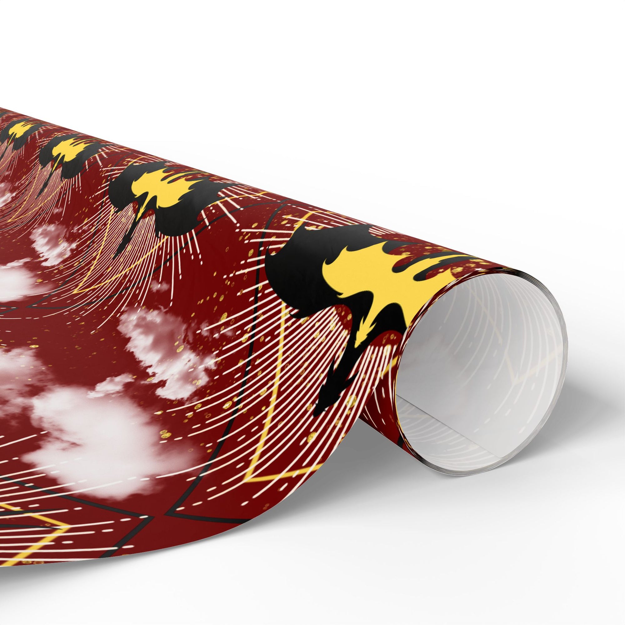 Dragons in Cloudy Red Sky Wrapping Paper