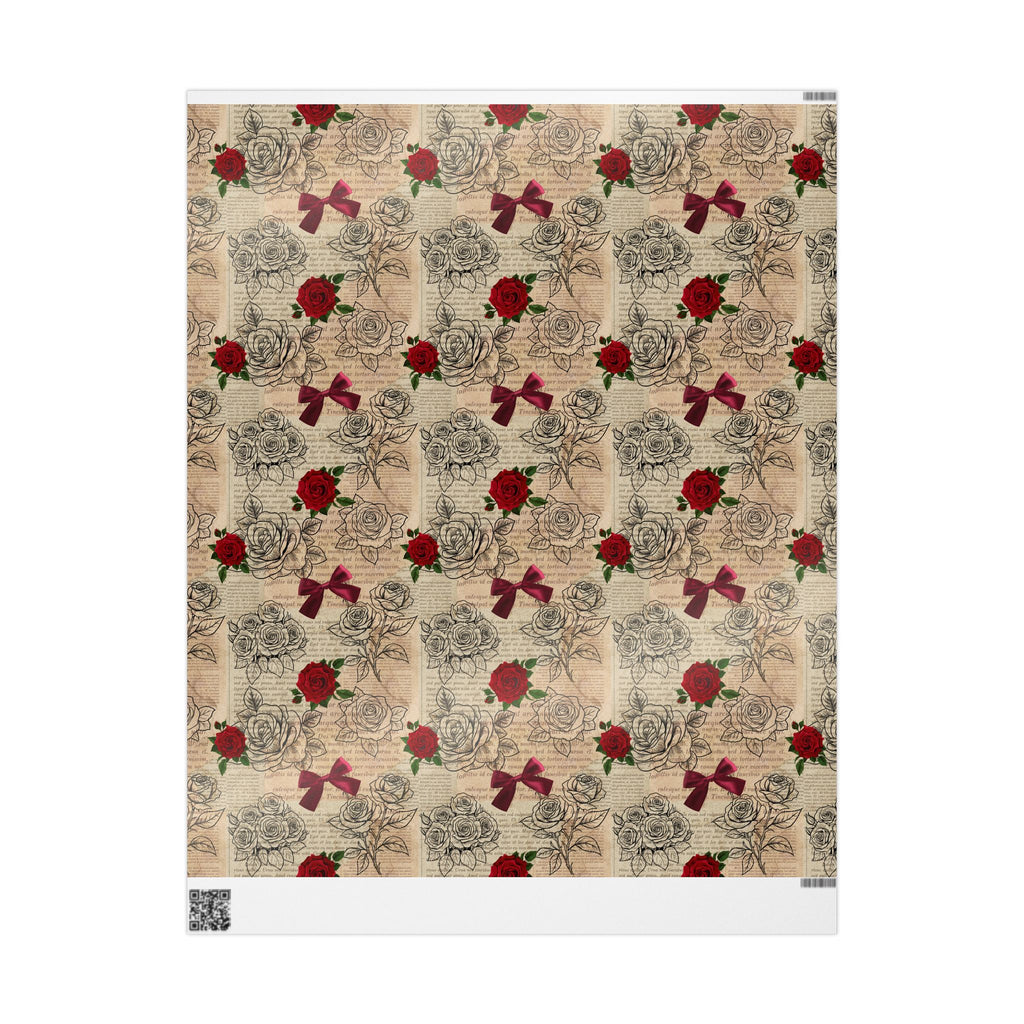Roses in Pages Wrapping Paper