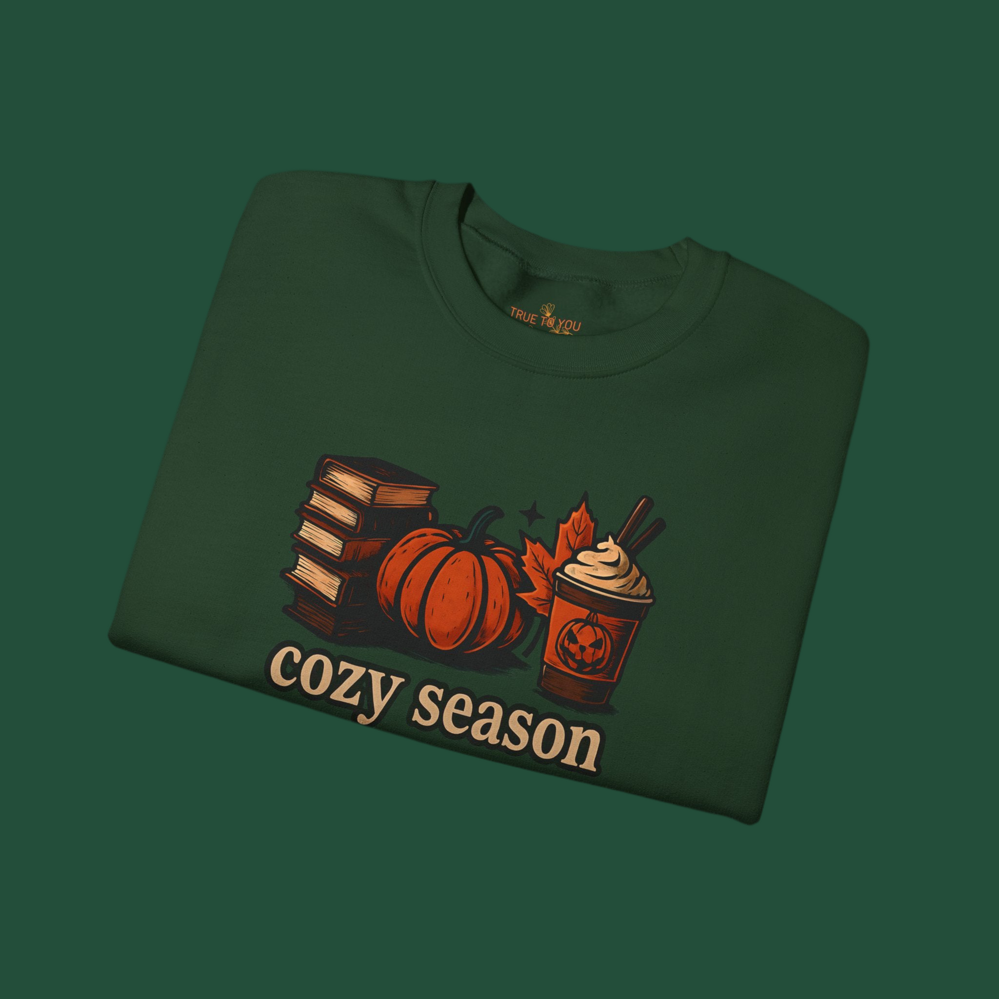Spooky Cozy Season Crewneck Sweatshirt, Forest Green