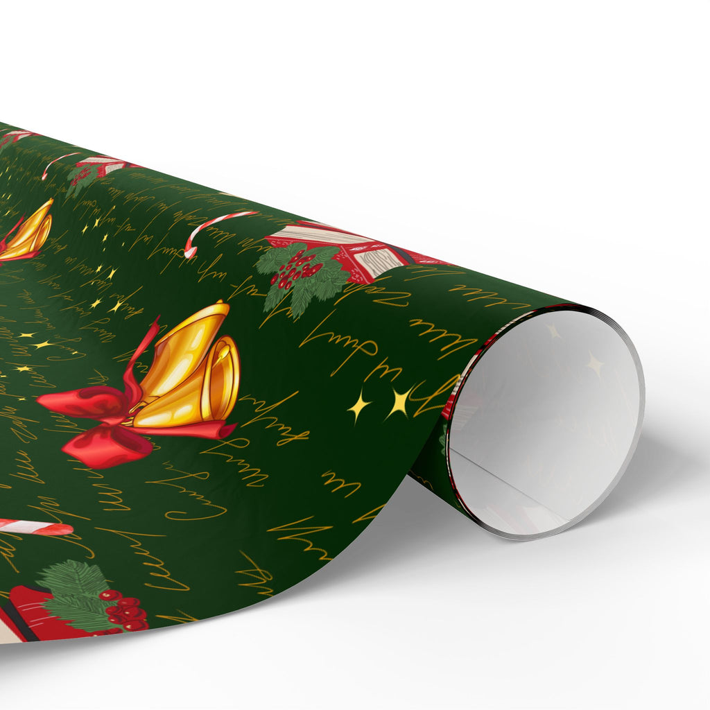 Bells and Books Green Wrapping Paper