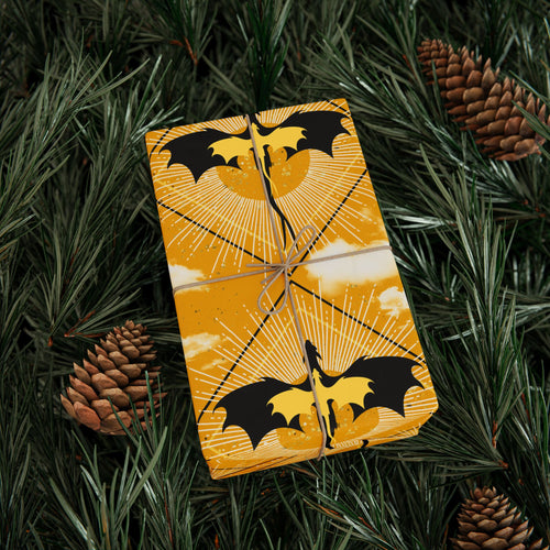 Black and Yellow Dragons in Sunlight Wrapping Papers