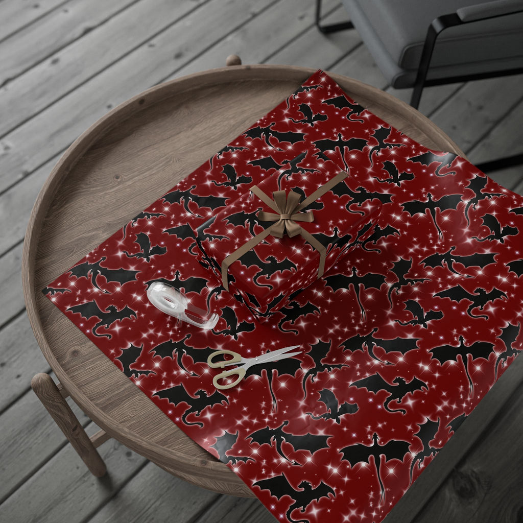 Dragons in Red Starry Wrapping Papers