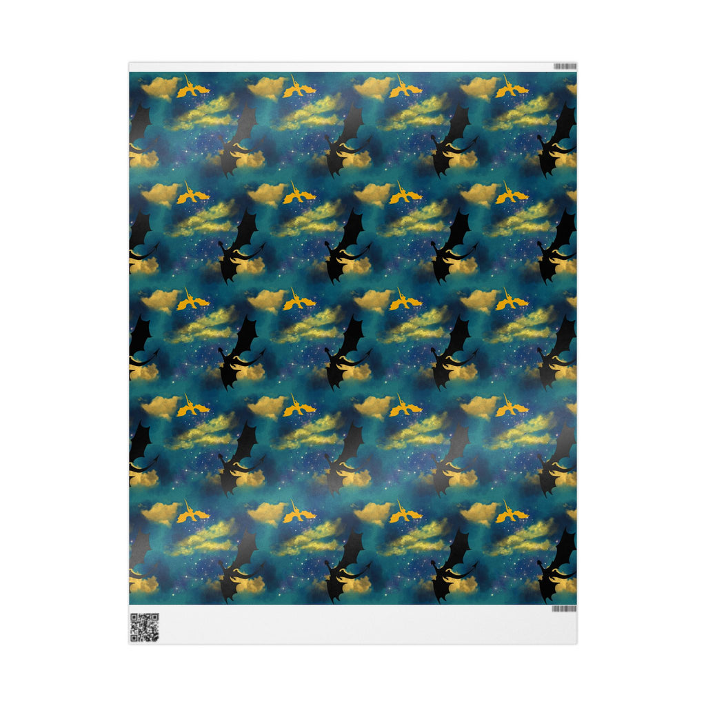 Dragons in Starry Night Sky Wrapping Paper