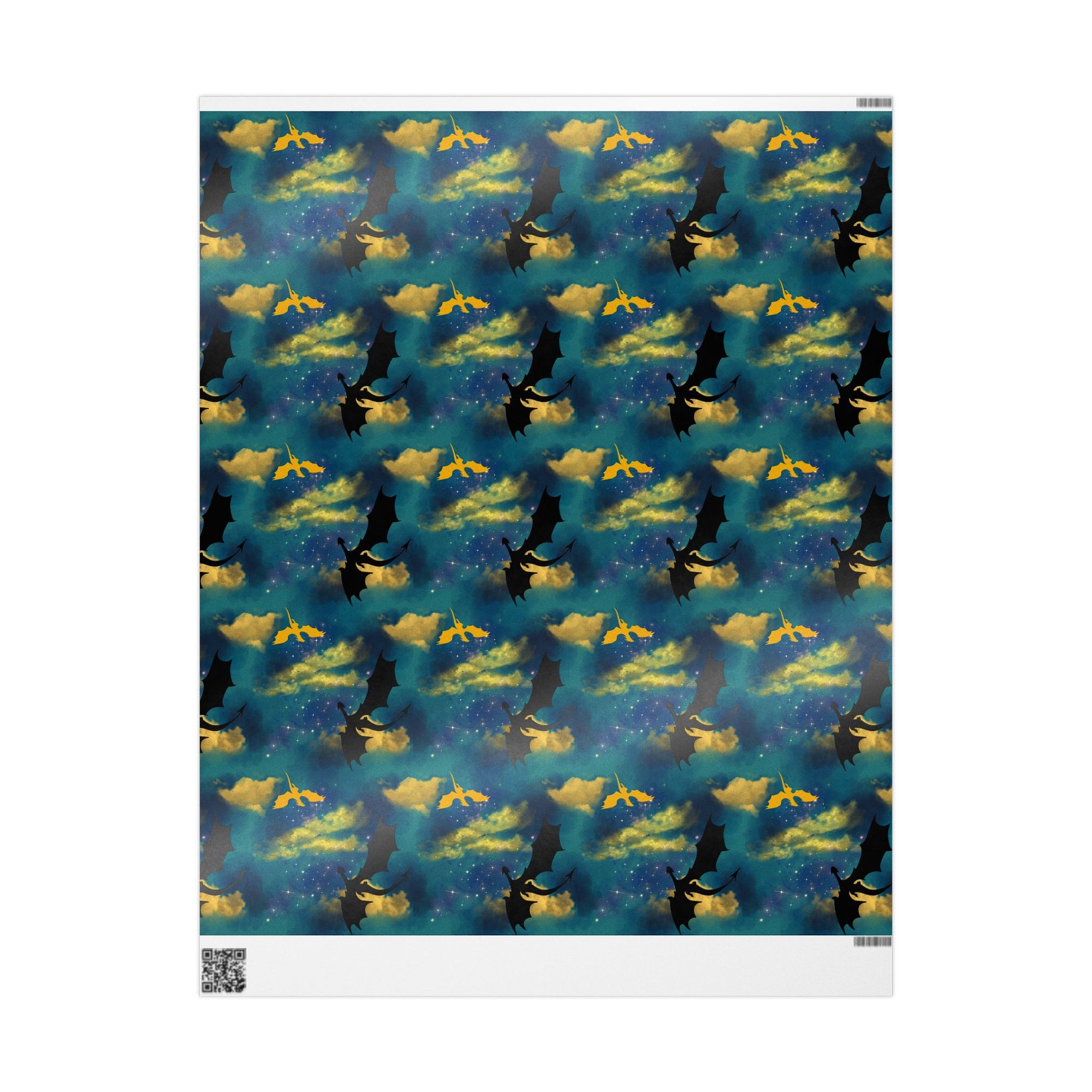 Dragons in Starry Night Sky Wrapping Paper