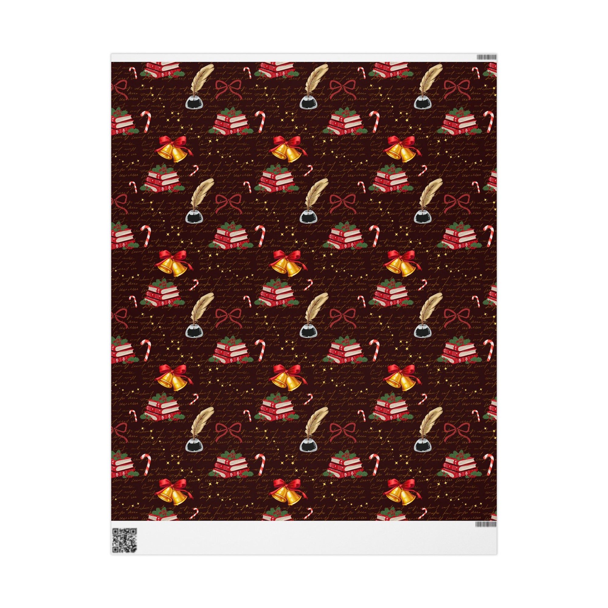 Bells and Books Red Wrapping Paper