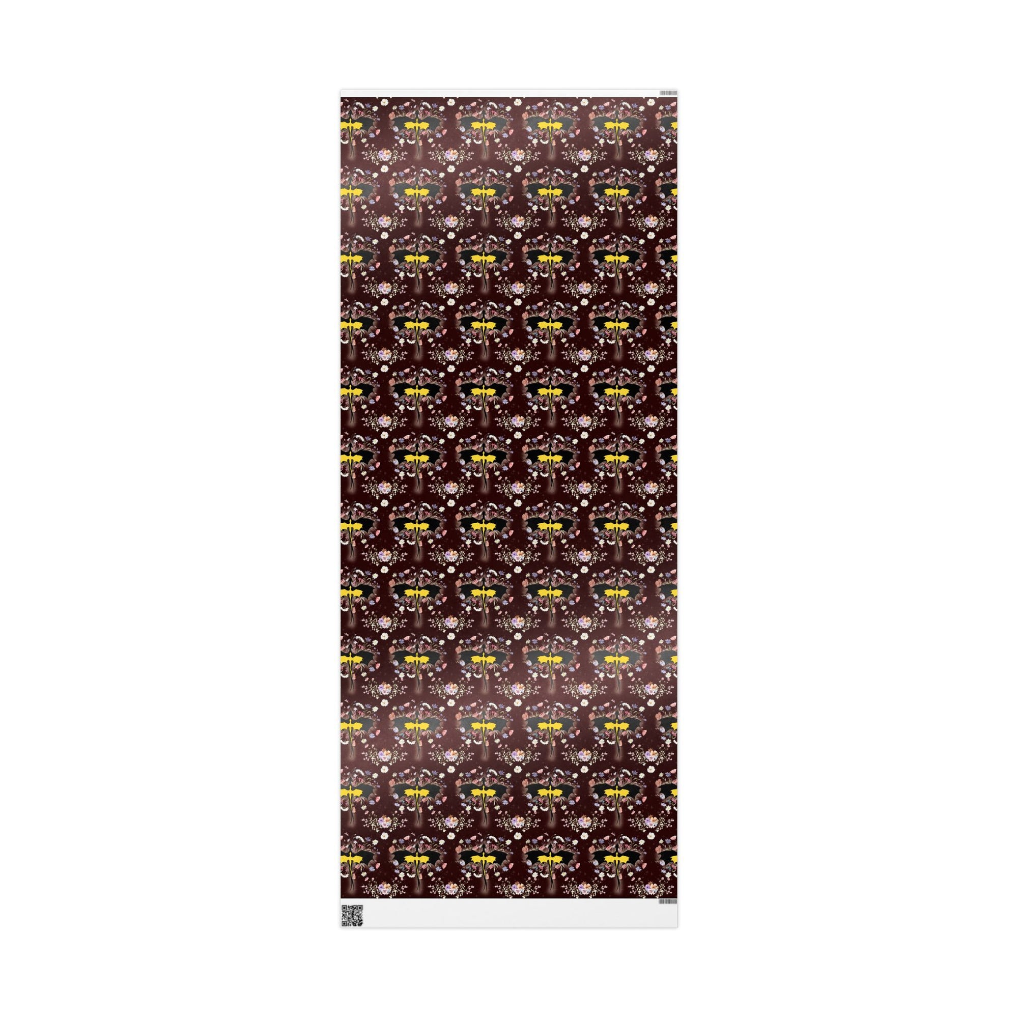 Floral Dragons on Burgundy Wrapping Paper