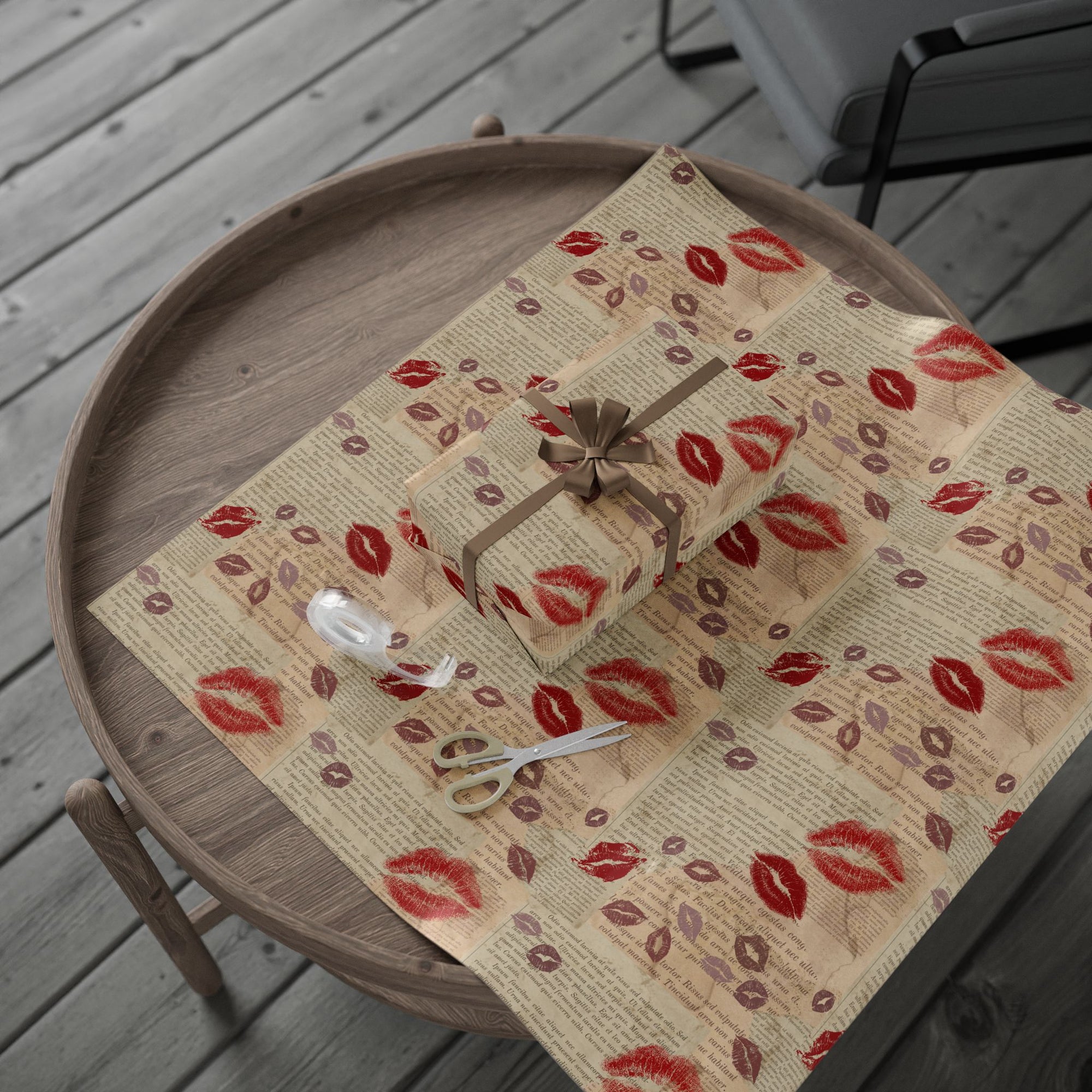 Kisses and Pages Wrapping Paper