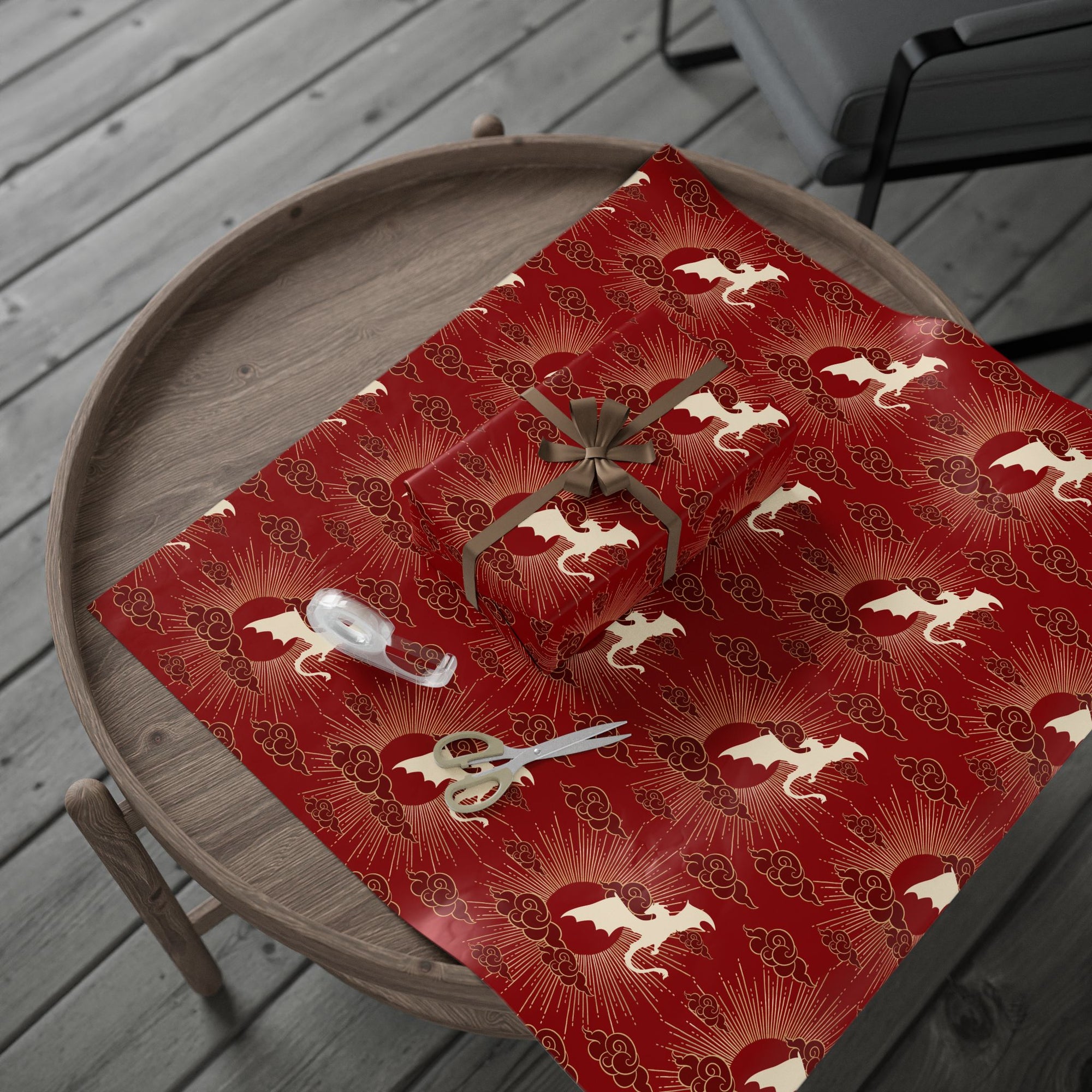 Dragons and Cherry Sun Wrapping Paper