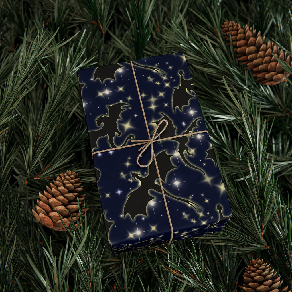 Starry Night Sky with Dragons Wrapping Paper