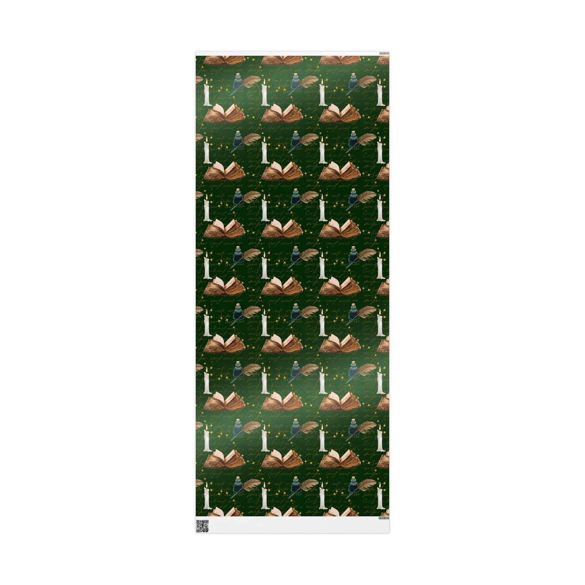 Bookish Candle Green Wrapping Paper