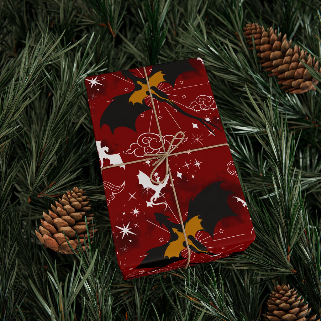 Dragons in Red Sky Wrapping Paper