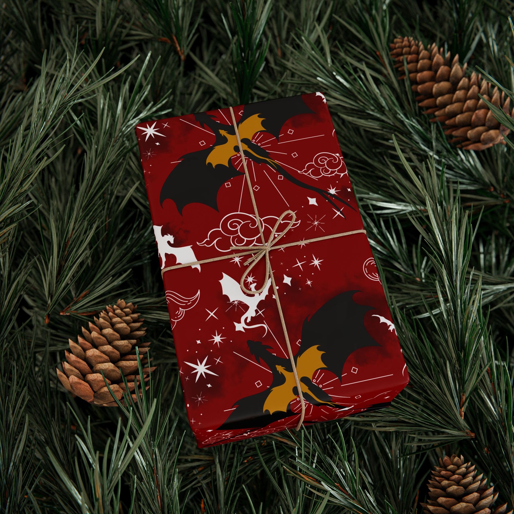 Dragons in Red Sky Wrapping Paper
