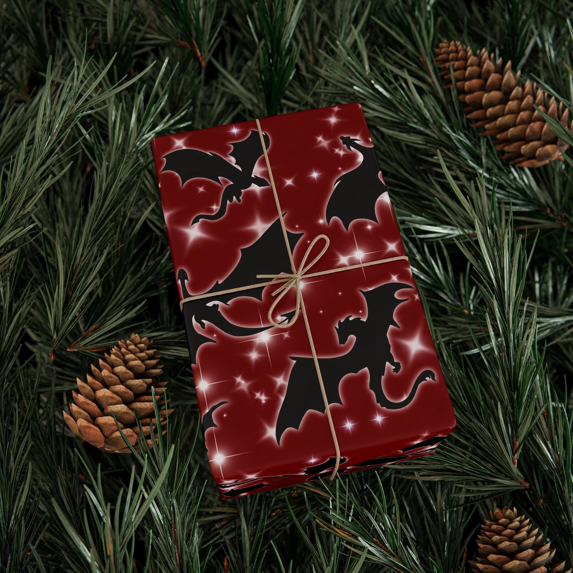 Dragons in Red Starry Wrapping Papers