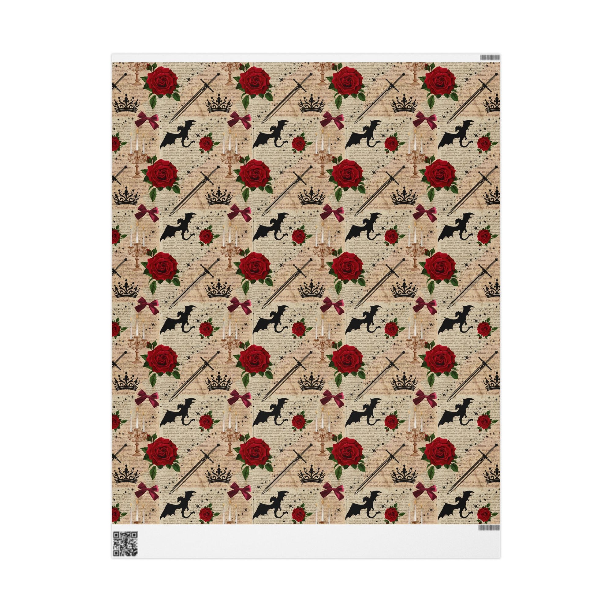 Swords and Roses Wrapping Paper