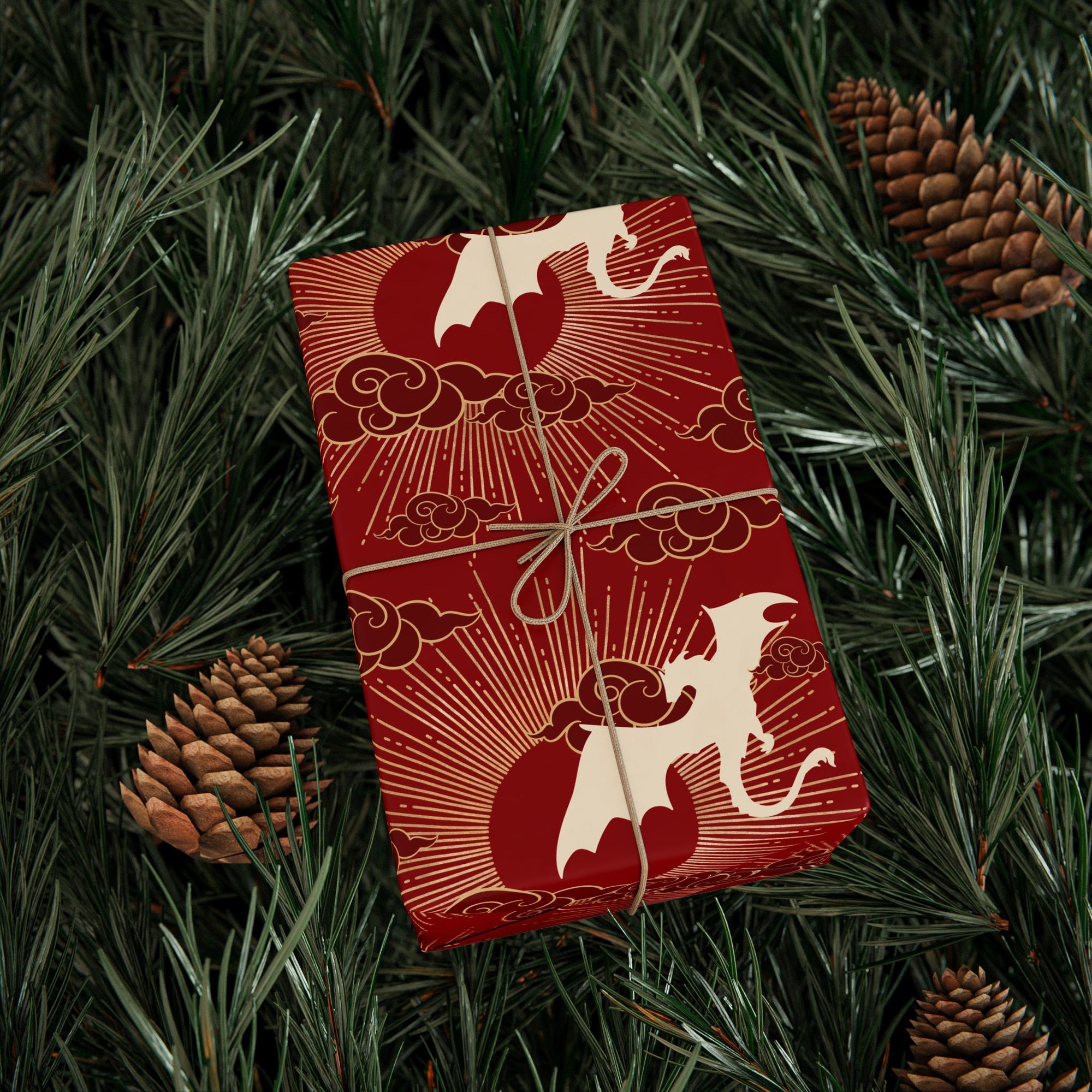 Dragons and Cherry Sun Wrapping Paper