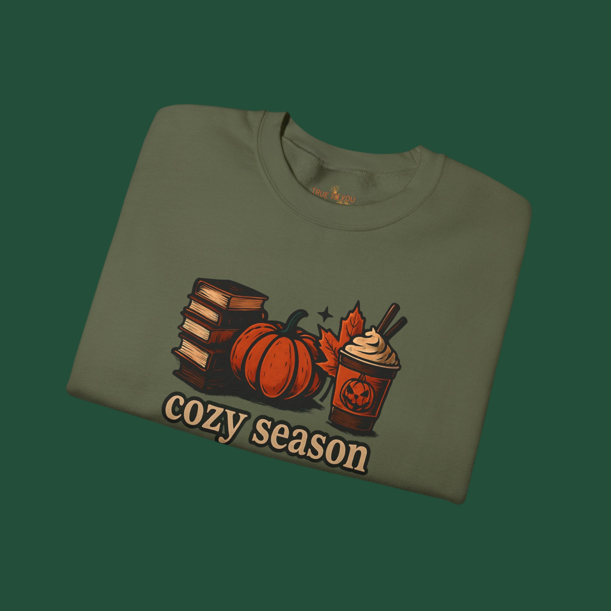 Spooky Cozy Season Crewneck Sweatshirt, Military Green