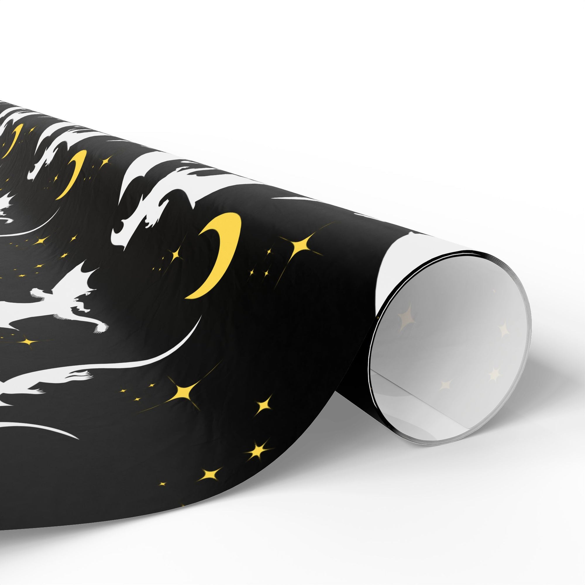 White Dragons in Black Night Wrapping Paper