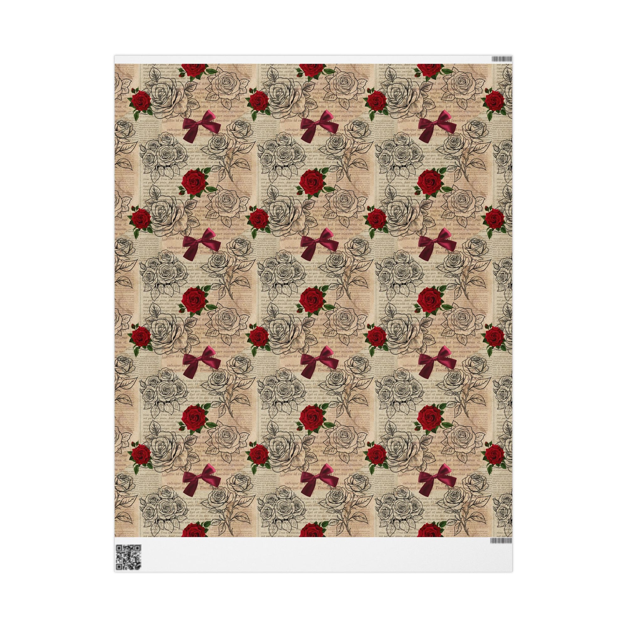 Roses in Pages Wrapping Paper