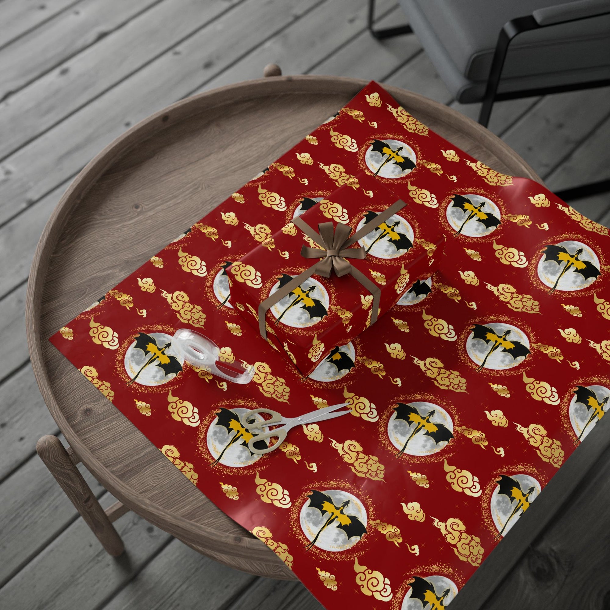 Dragons in Red Sky Wrapping Papers