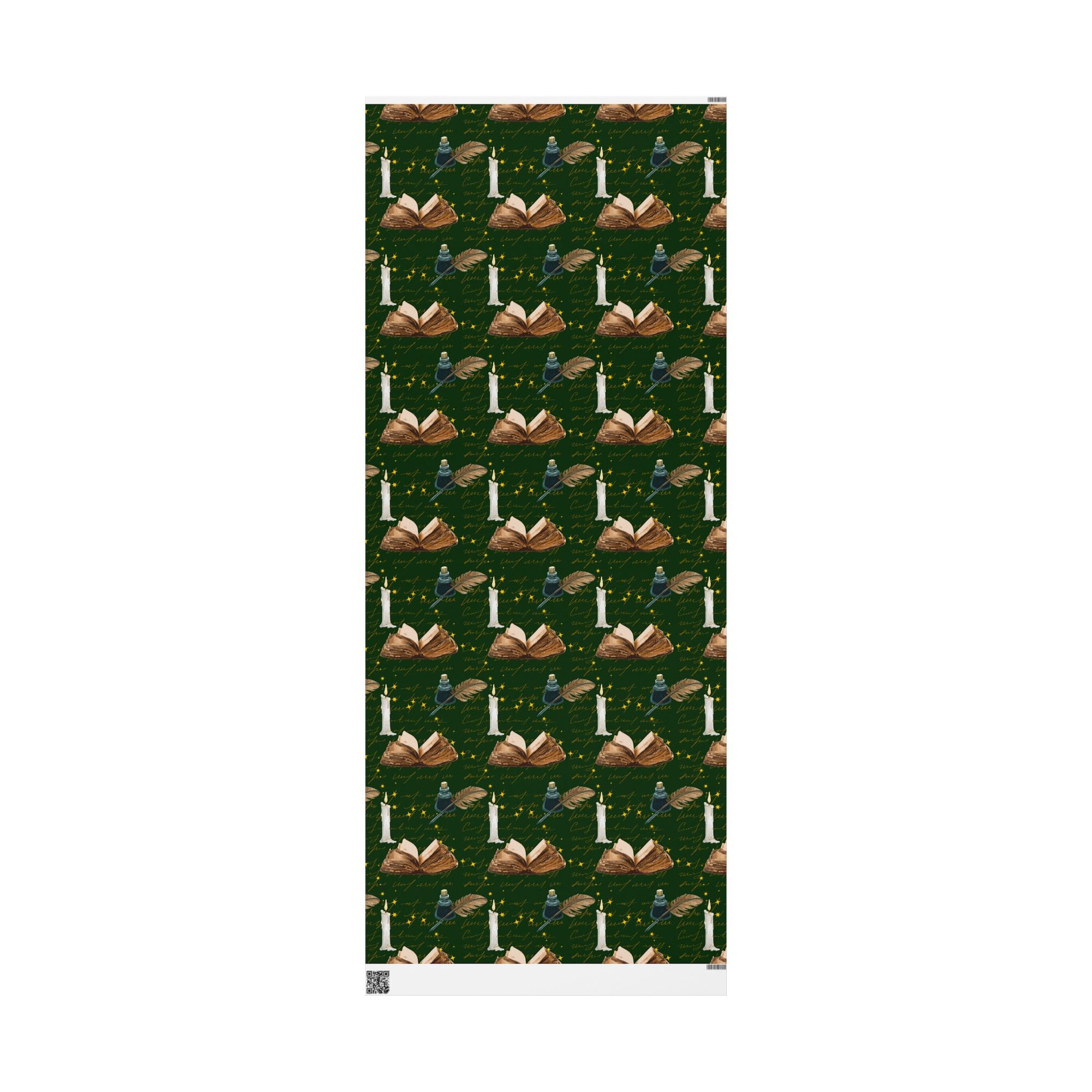Bookish Candle Green Wrapping Paper