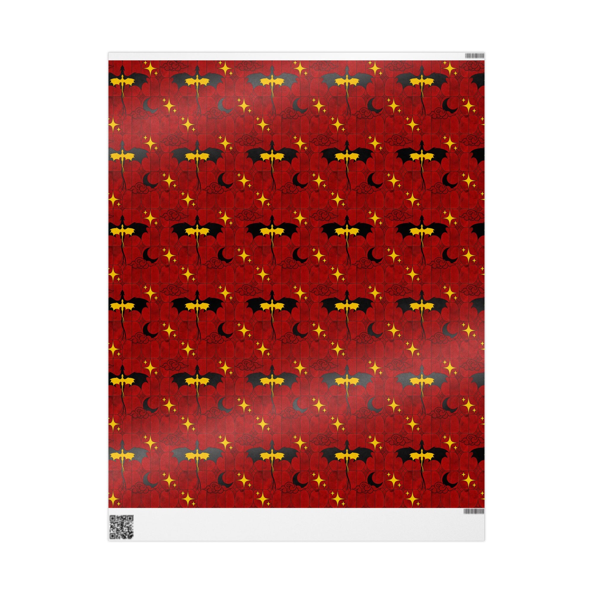 Dragons on Red Stained Glass Wrapping Paper