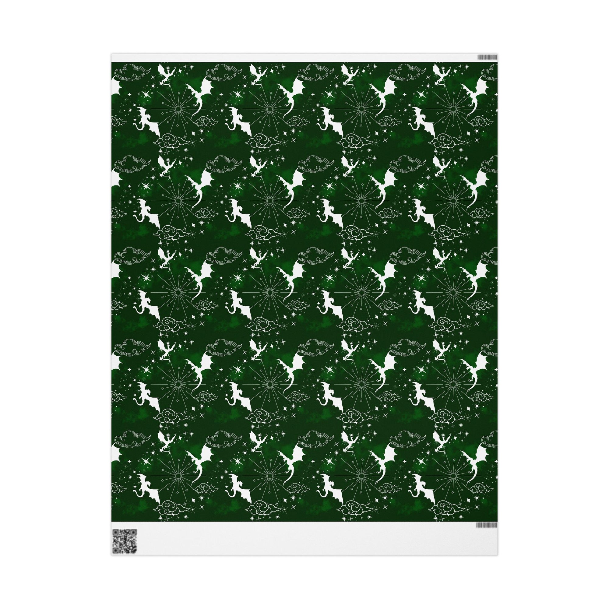 White Dragons on Green Wrapping Papers