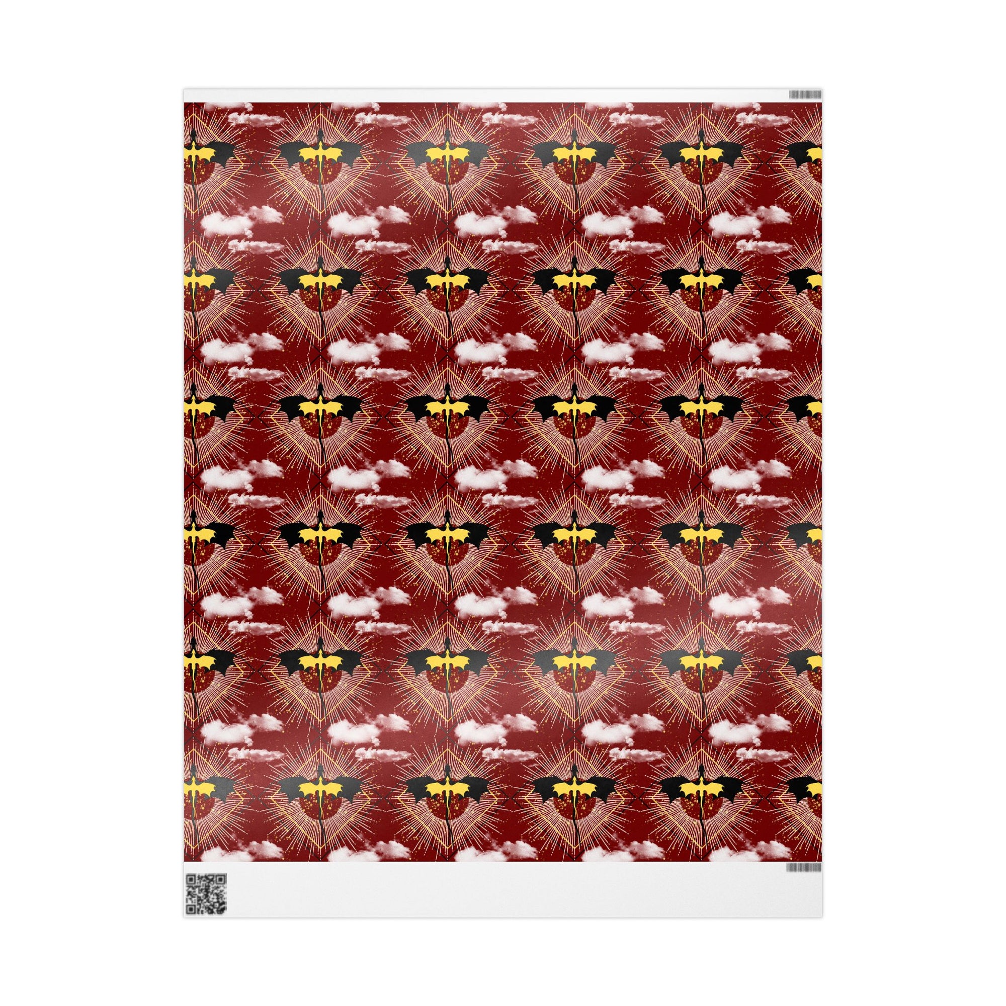 Dragons in Cloudy Red Sky Wrapping Paper