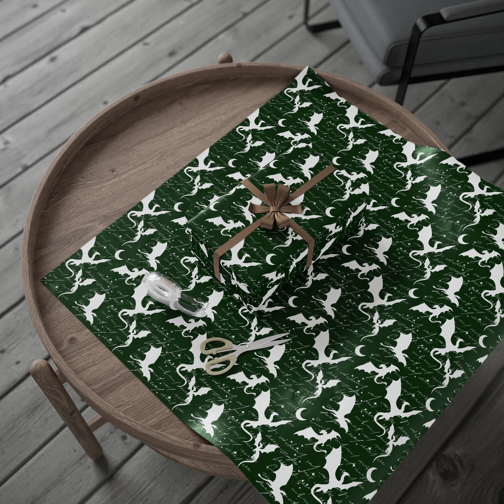Fictional Dragons Green Wrapping Paper