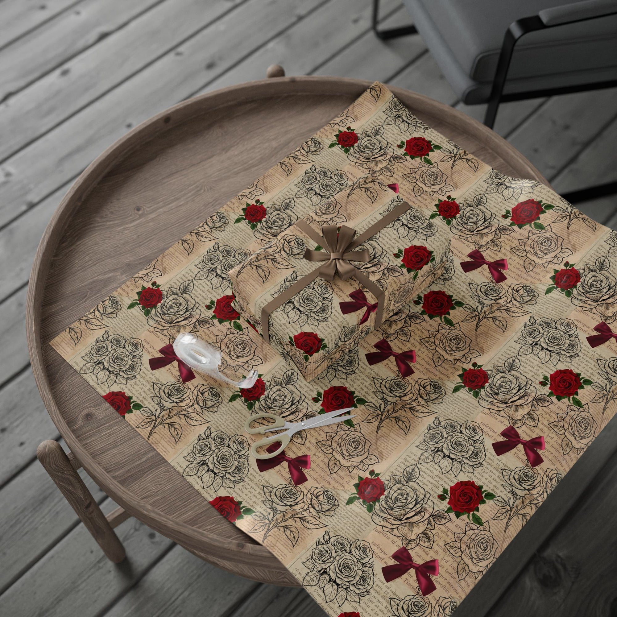 Roses in Pages Wrapping Paper