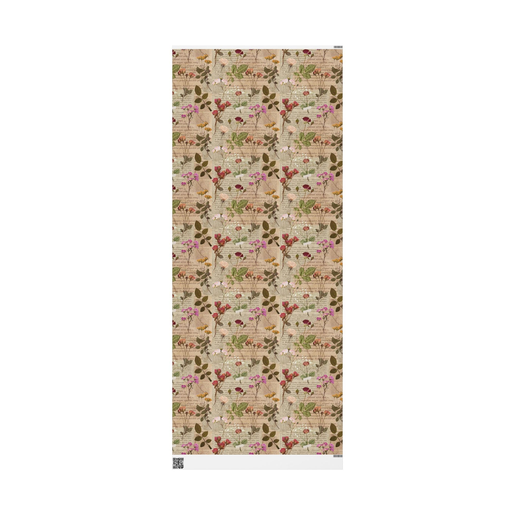 Pressed Flowers and Pages Wrapping Paper