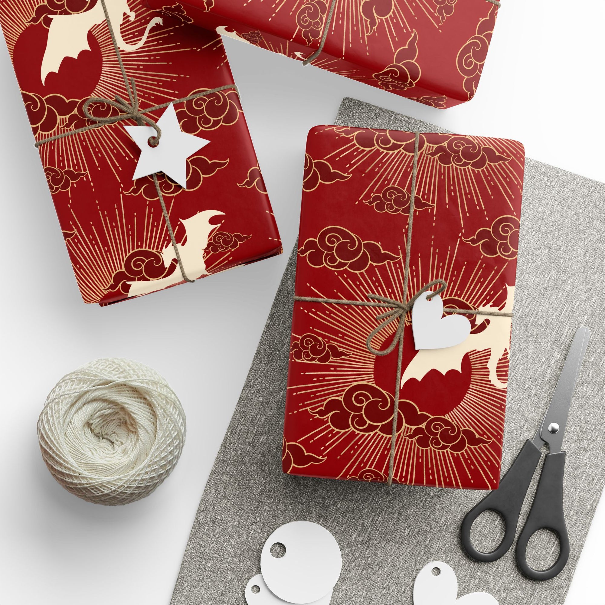 Dragons and Cherry Sun Wrapping Paper