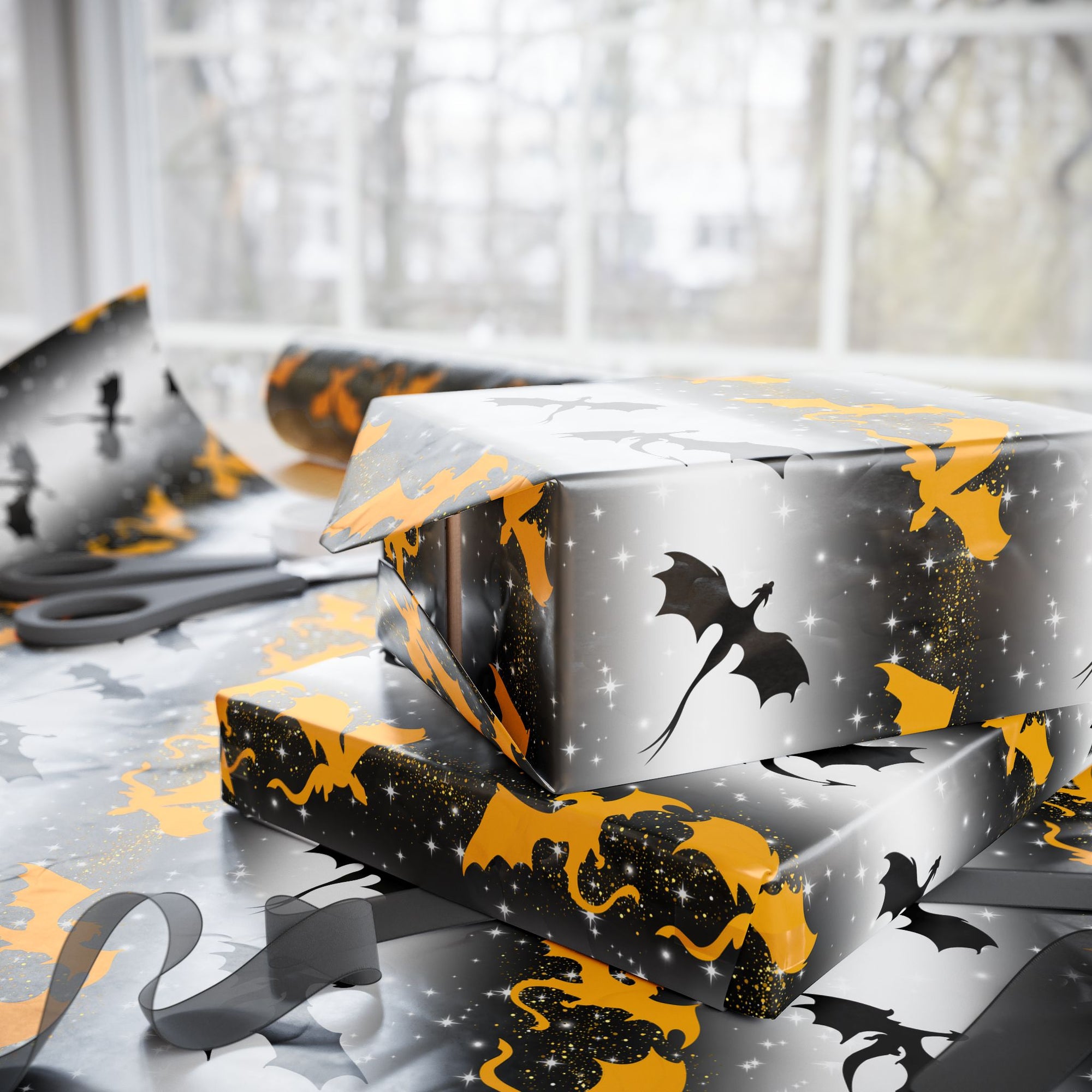 Black and Yellow Striped Wrapping Paper