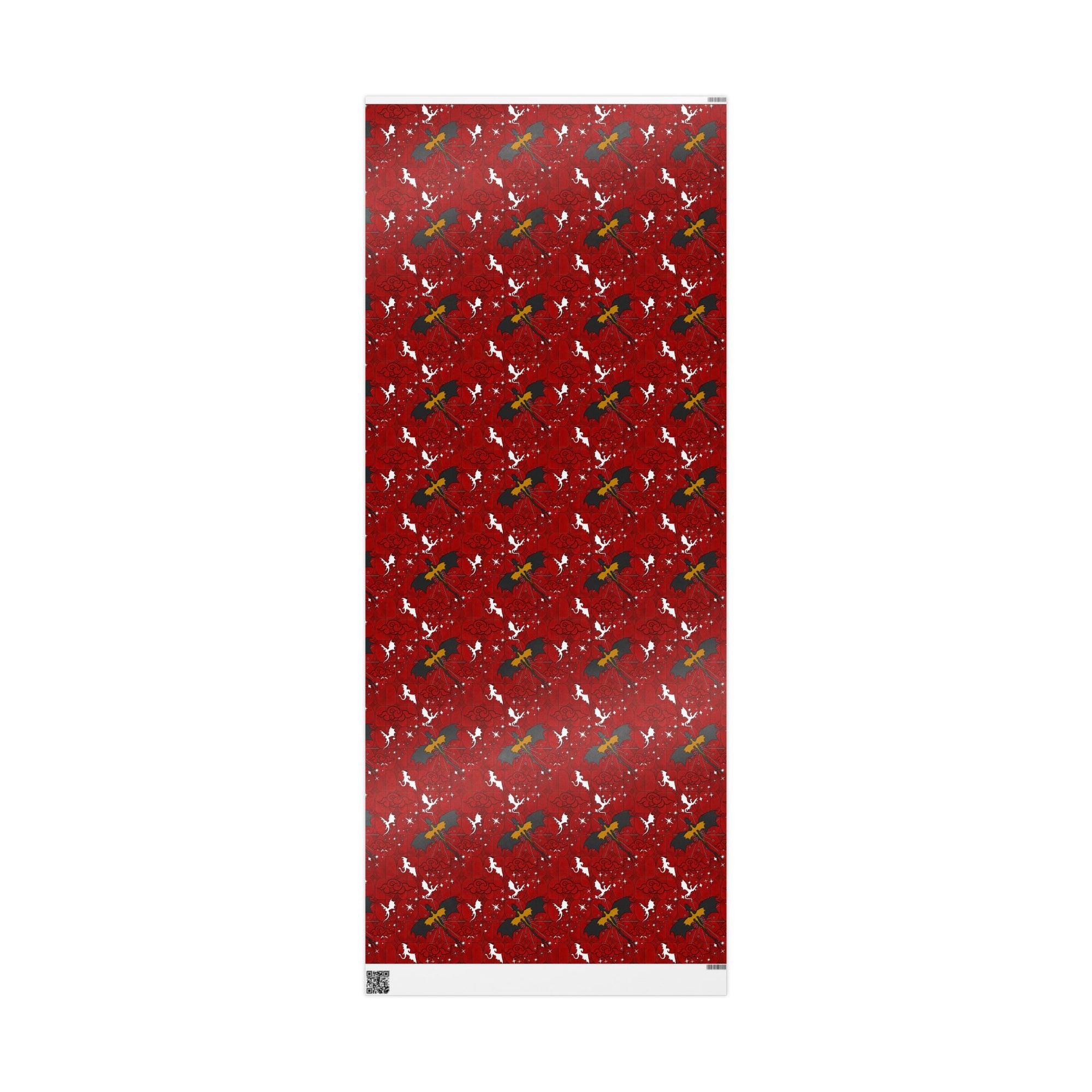 Black and Yellow Dragons on Red Stained Glass Wrapping Papers