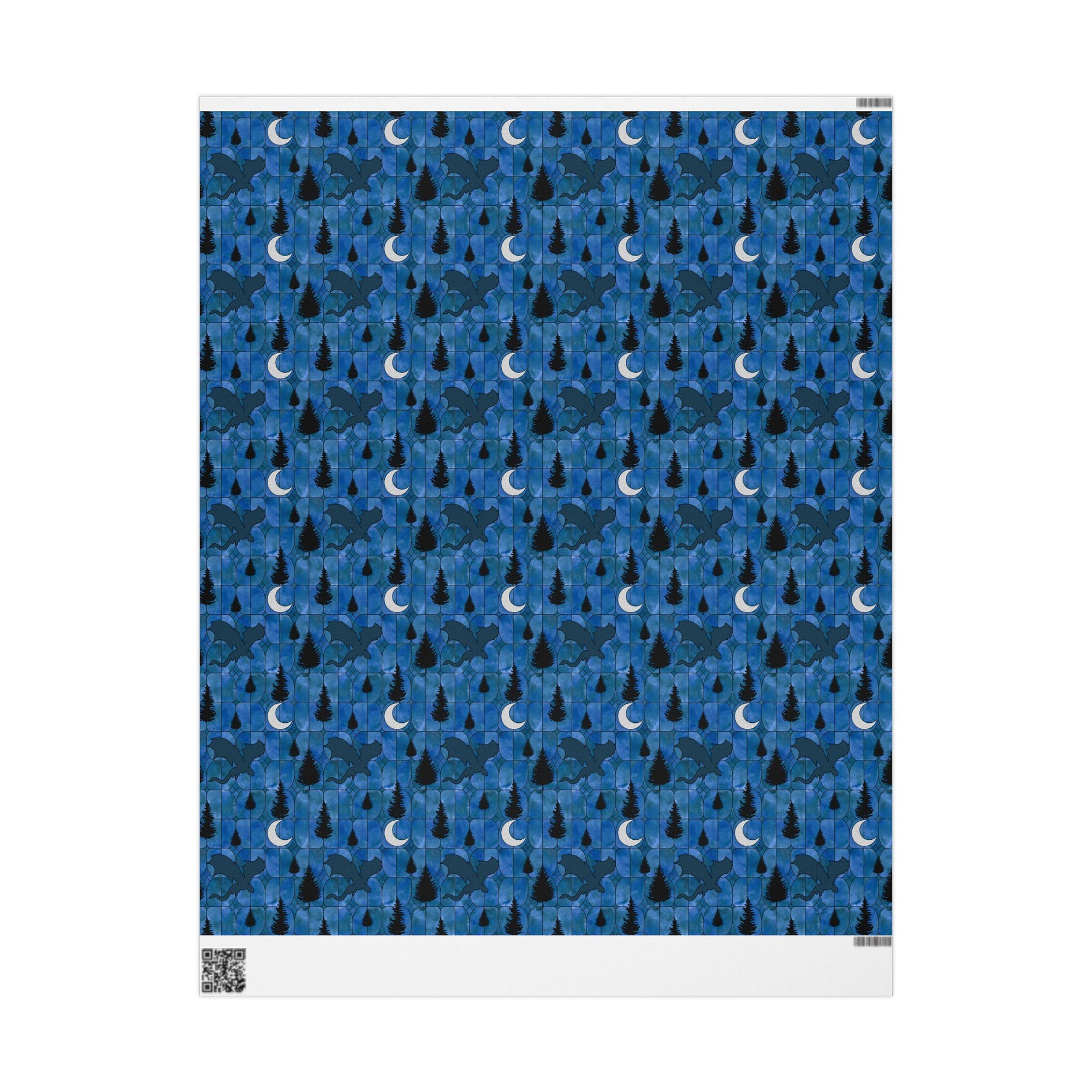 Midnight Dragon Stained Glass Wrapping Paper