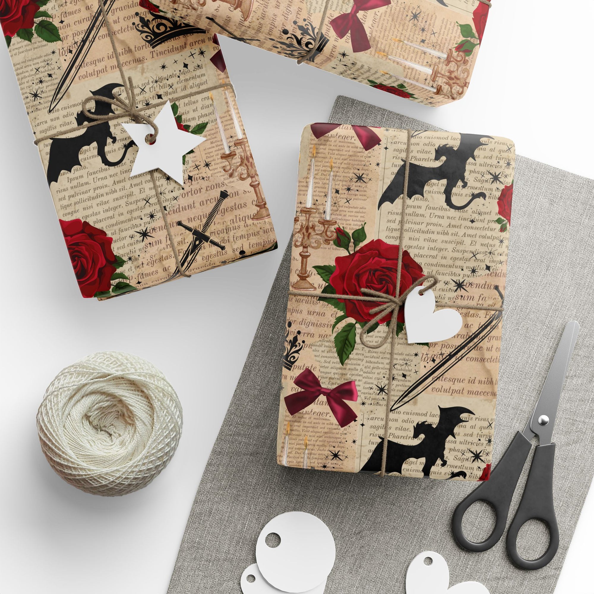 Swords and Roses Wrapping Paper