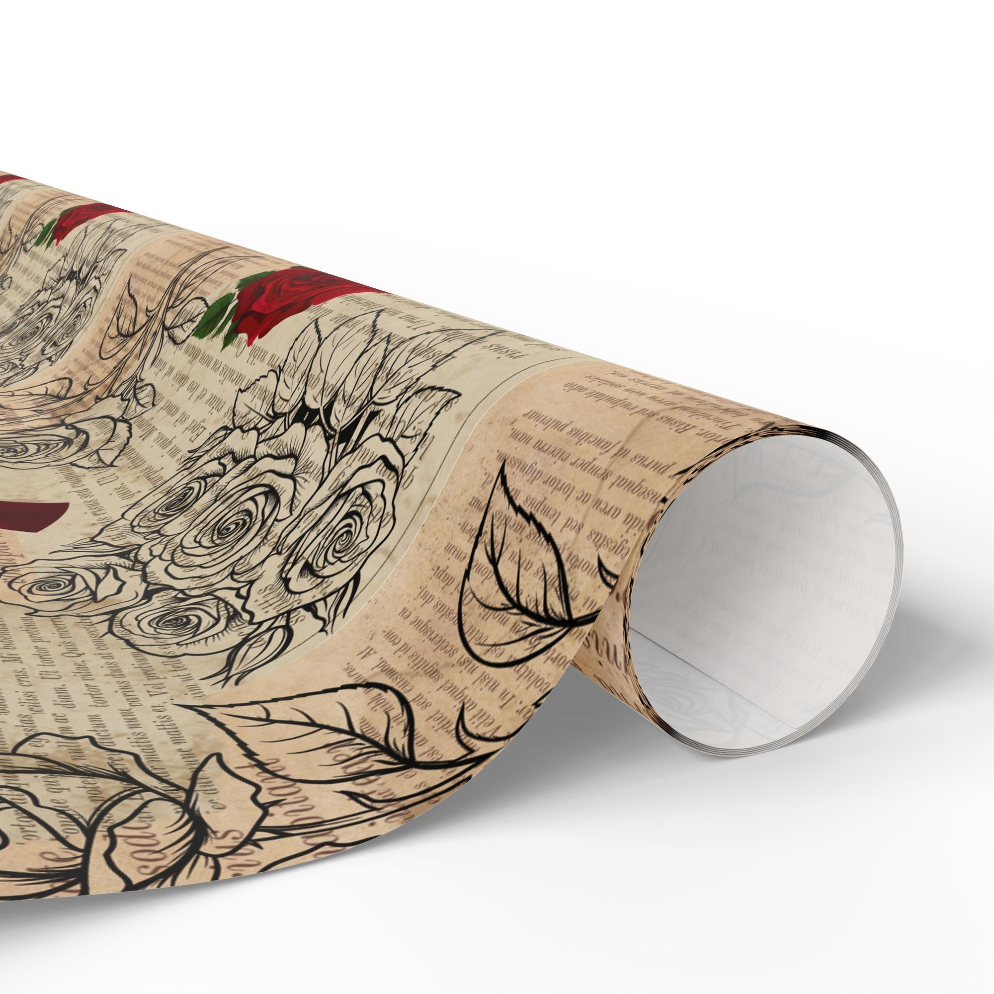 Roses in Pages Wrapping Paper