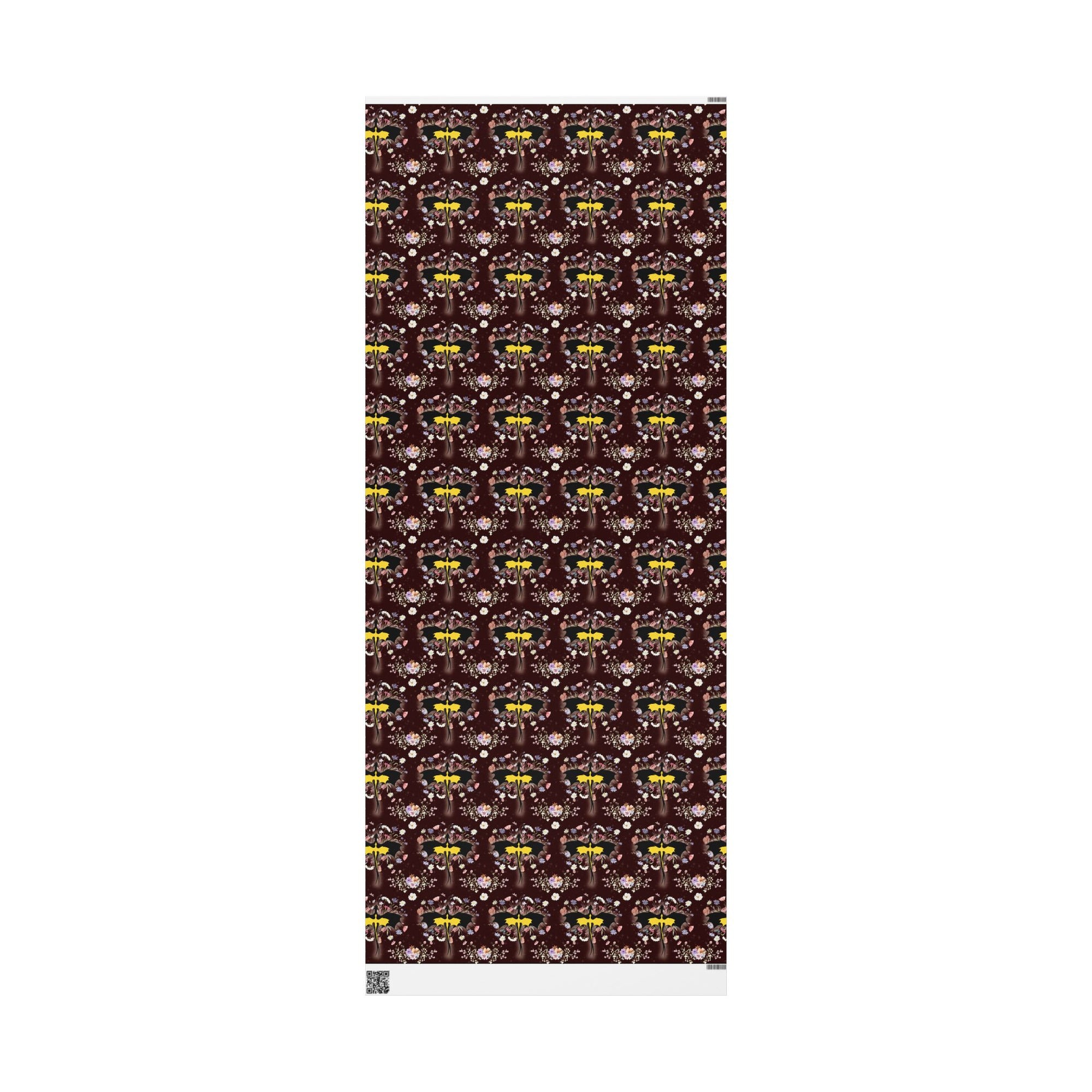 Floral Dragons on Burgundy Wrapping Paper