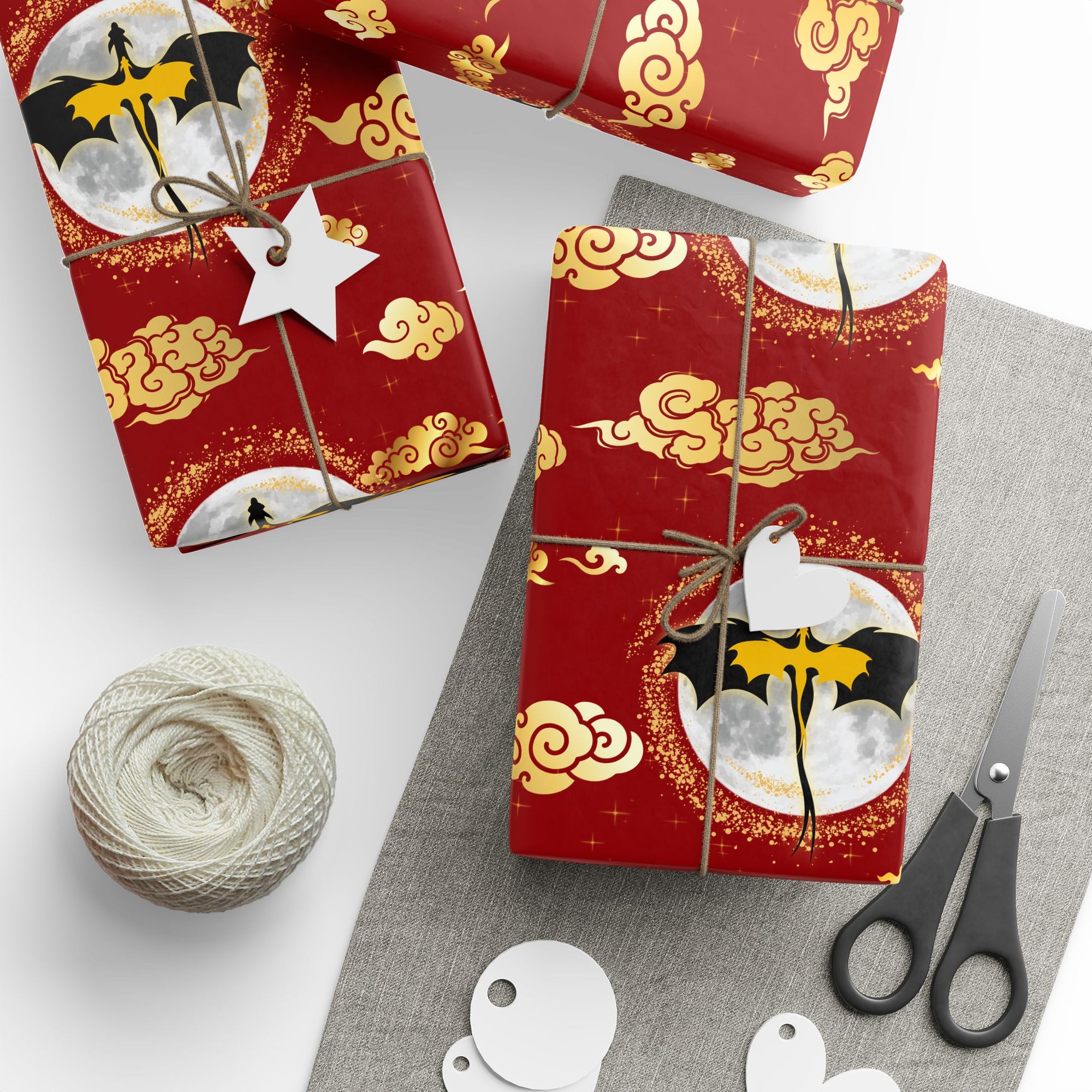 Dragons in Red Sky Wrapping Papers