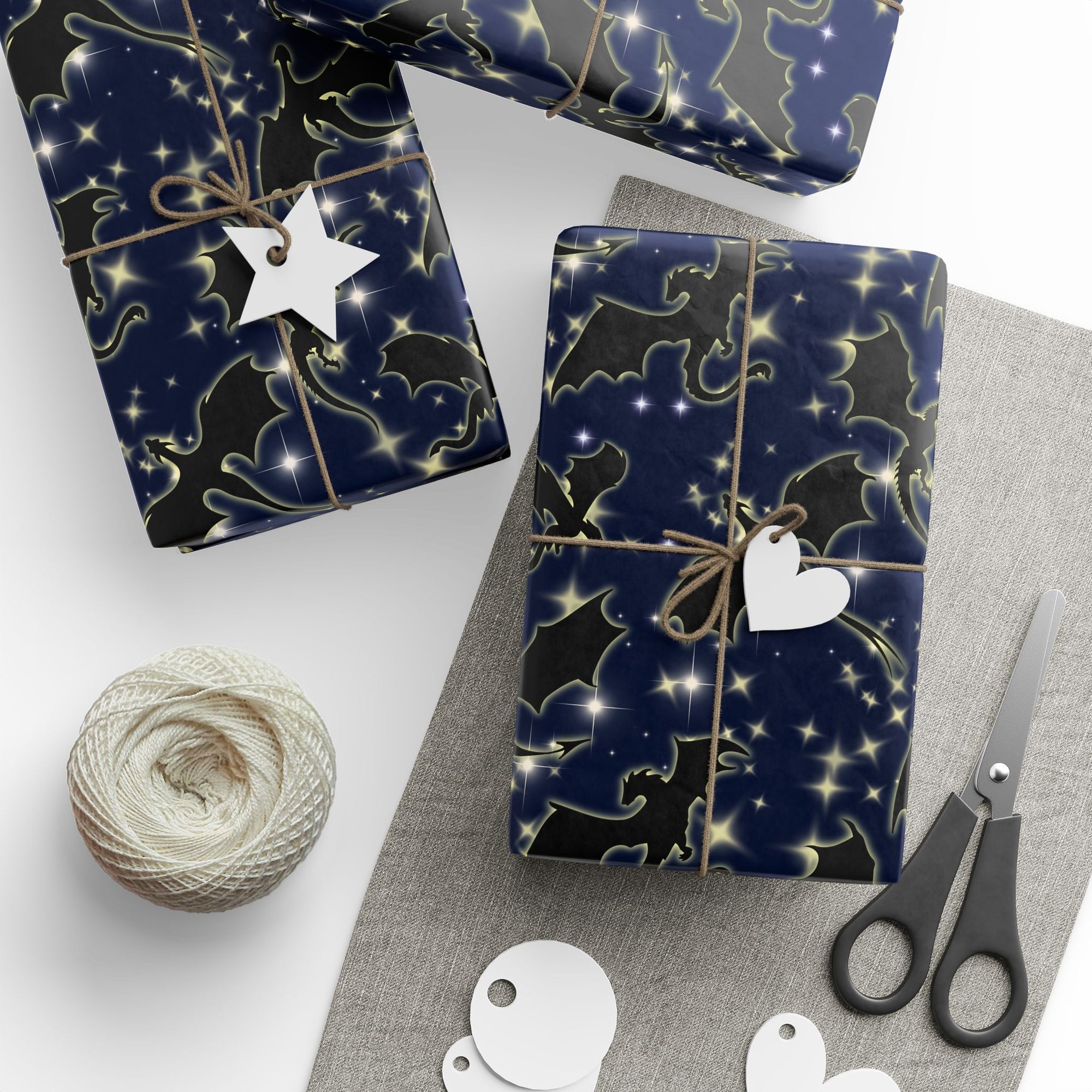 Starry Night Sky with Dragons Wrapping Paper
