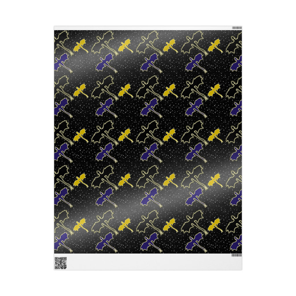 Three Dragons in Night Sky Wrapping Paper