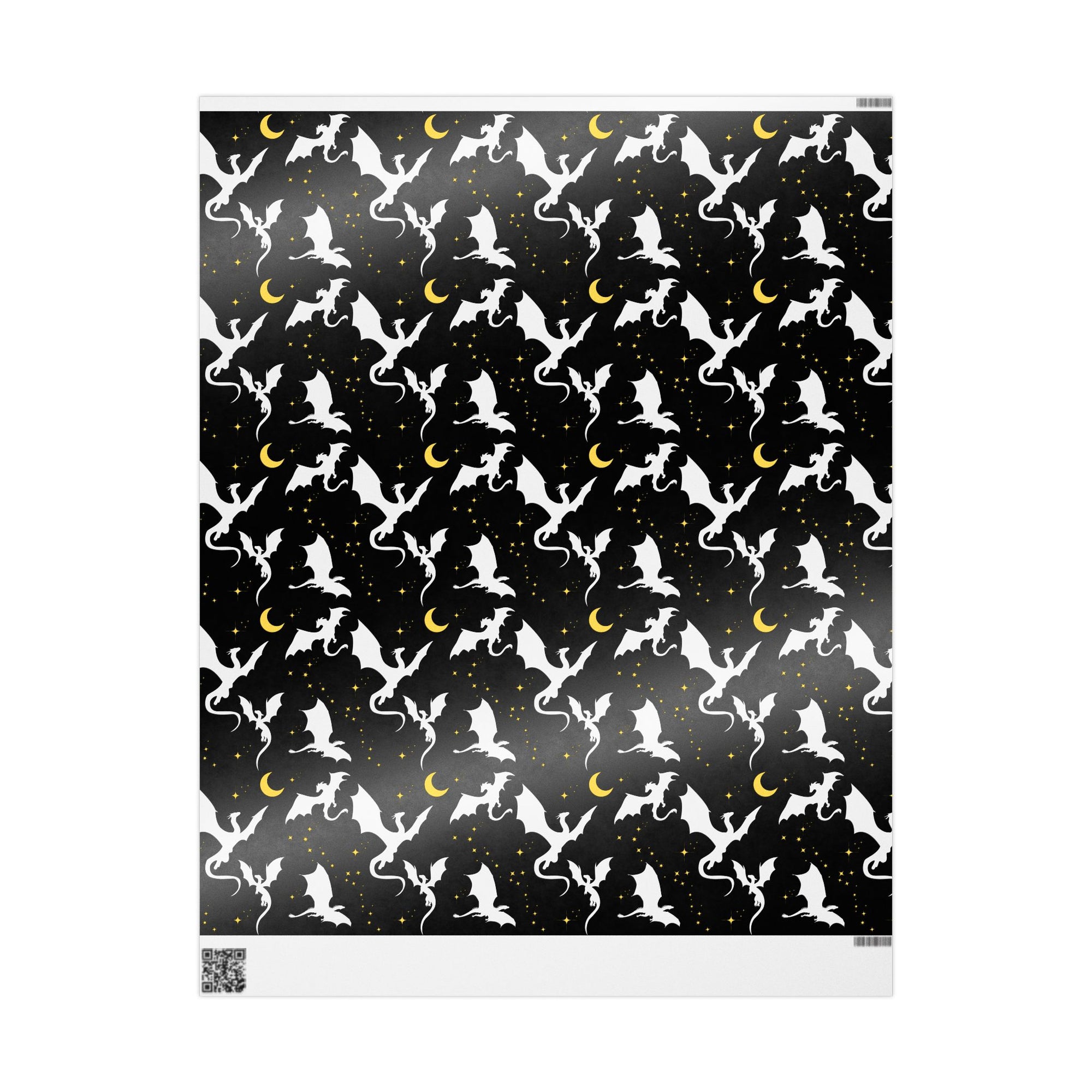 White Dragons in Black Night Wrapping Paper
